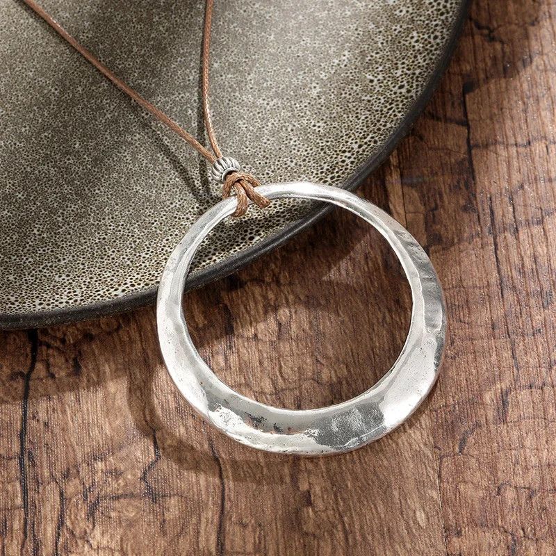 Other Silver Color Round Metal Pendant Necklaces Size ONE SIZE - 2 Thumbnail