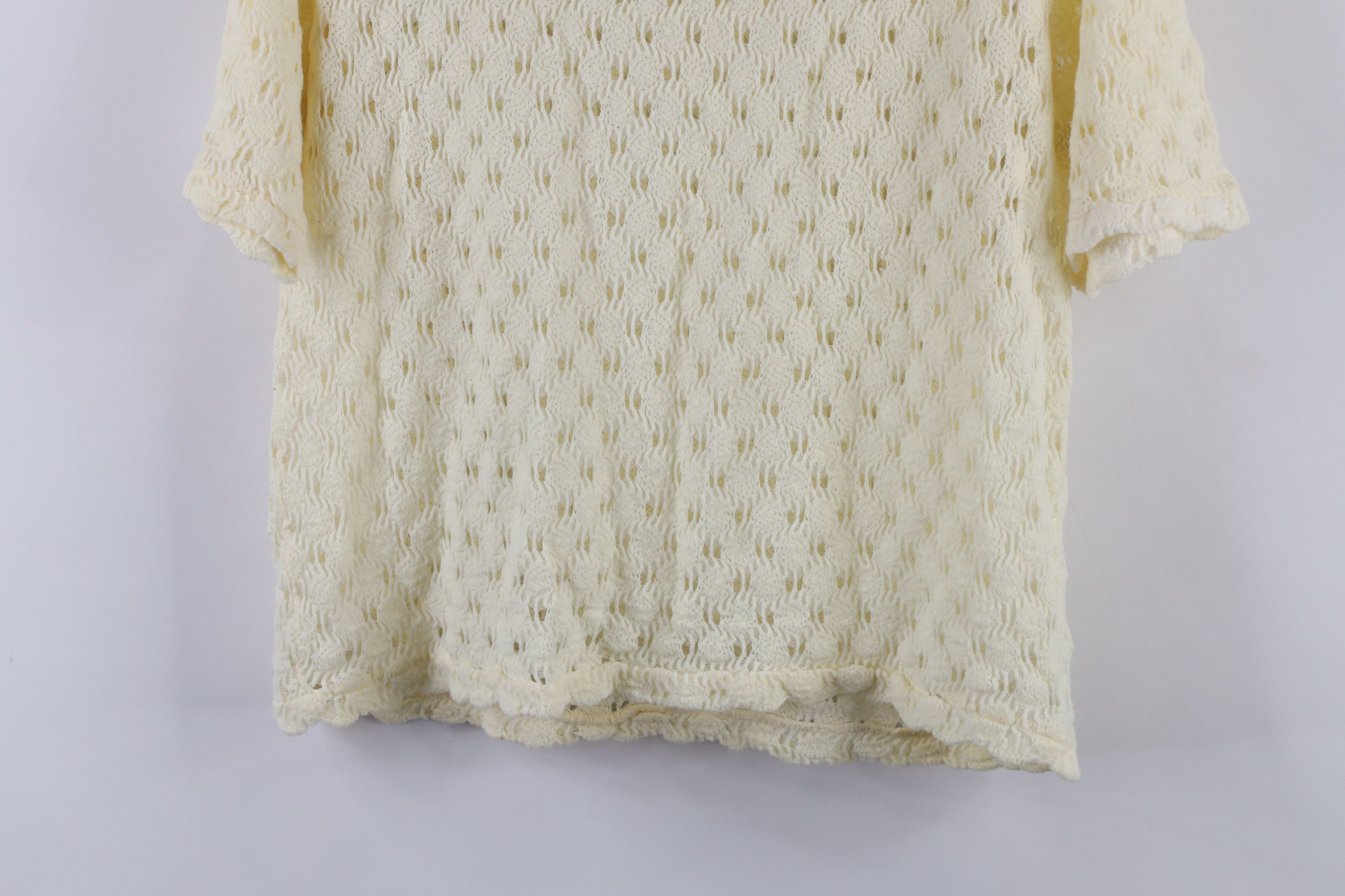 Vintage Vintage 50s 60s Streetwear Crochet Short Sleeve Sweater USA Size M / US 6-8 / IT 42-44 - 9 Thumbnail