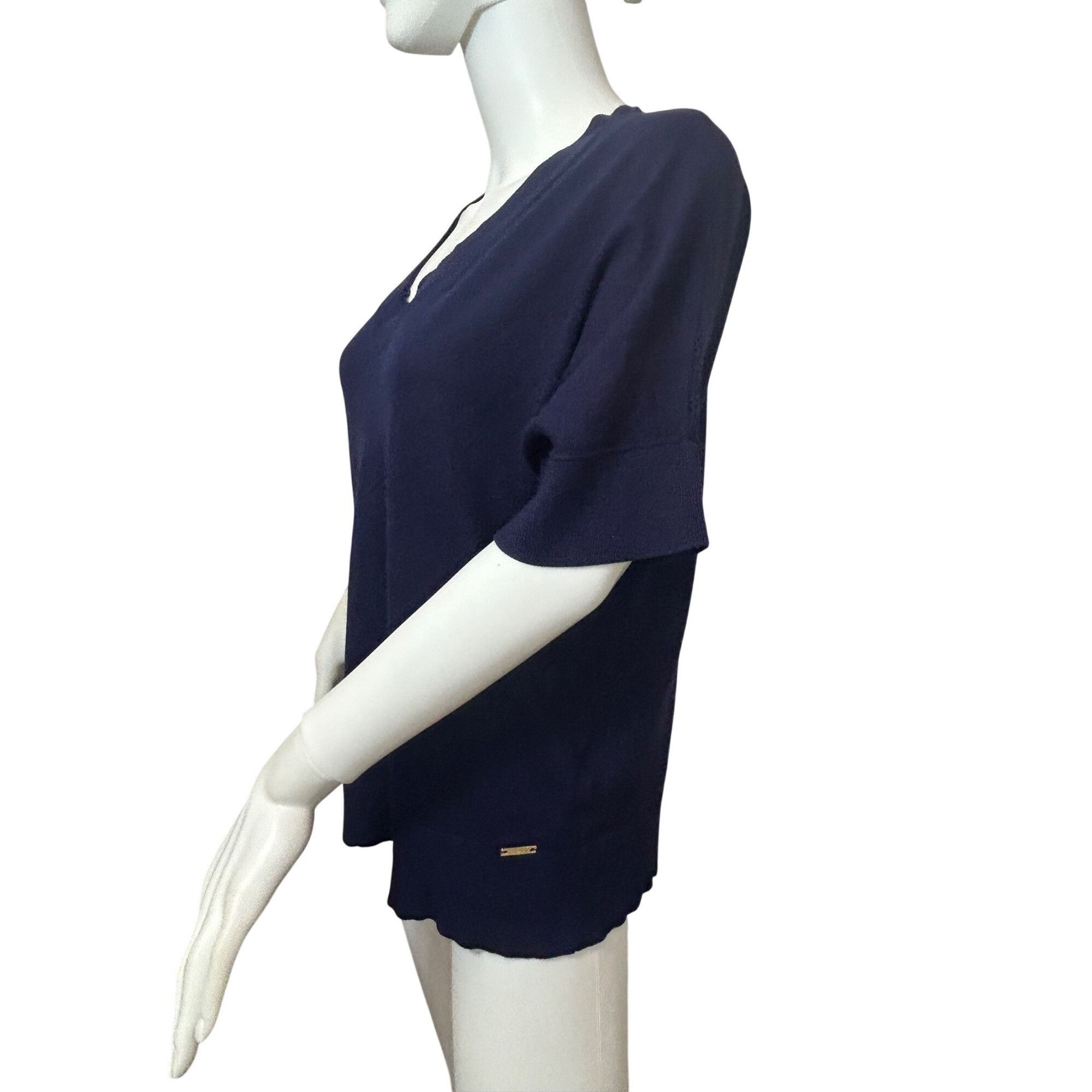 Jones New York Jones New York Signature Knit Top M Navy Blue Short Sleeve V Size M / US 6-8 / IT 42-44 - 2 Thumbnail
