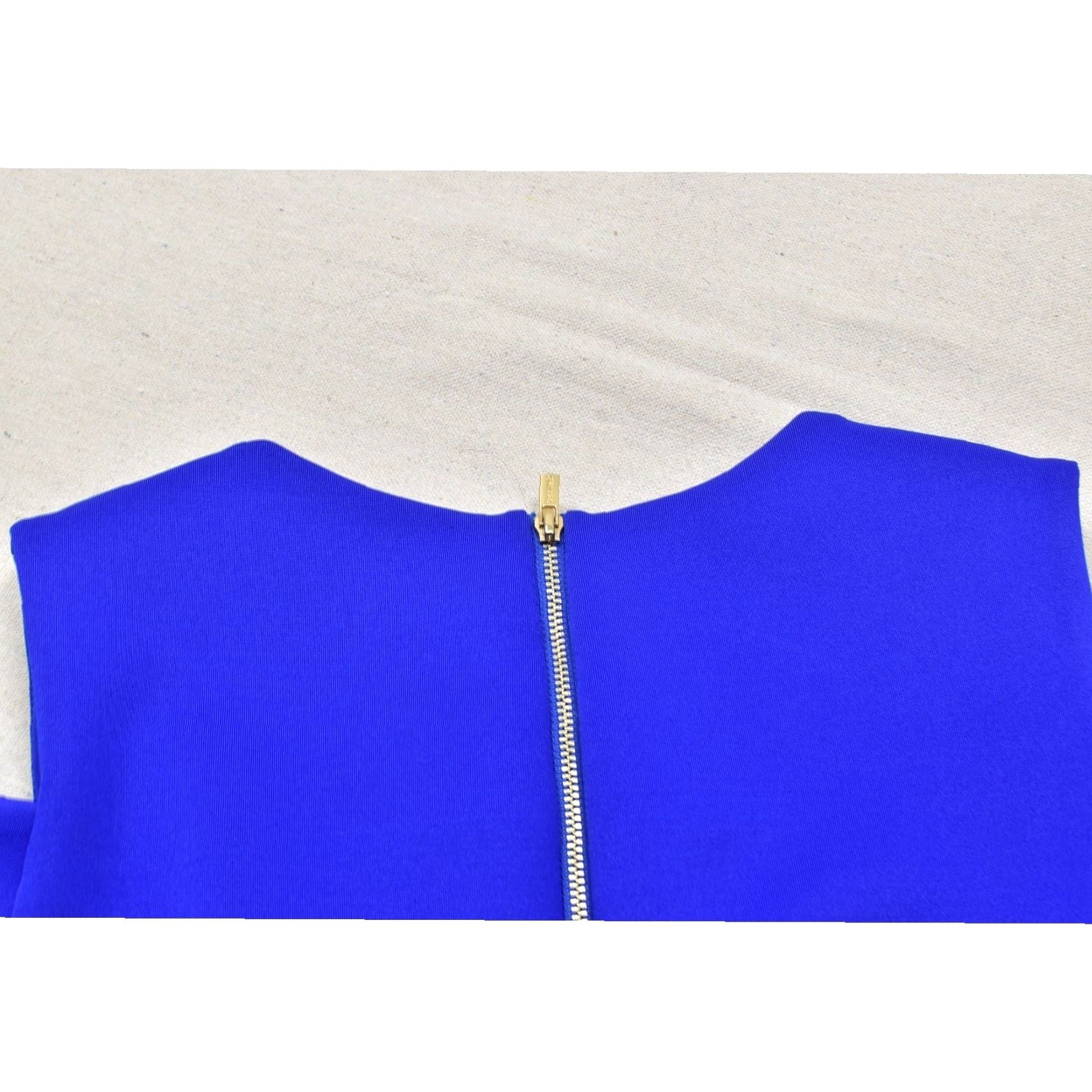 Calvin Klein Women\'s Royal Blue Sheath Dress with Gold Zipper Size 4  Polyester