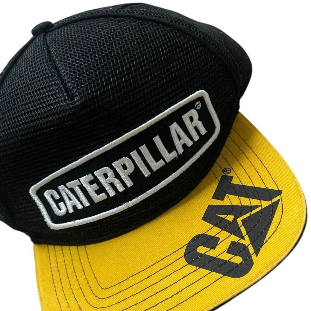 Other CAT Caterpillar Yellow & Black Mesh Flat Brim Snapback Hat Size ONE SIZE - 3 Thumbnail
