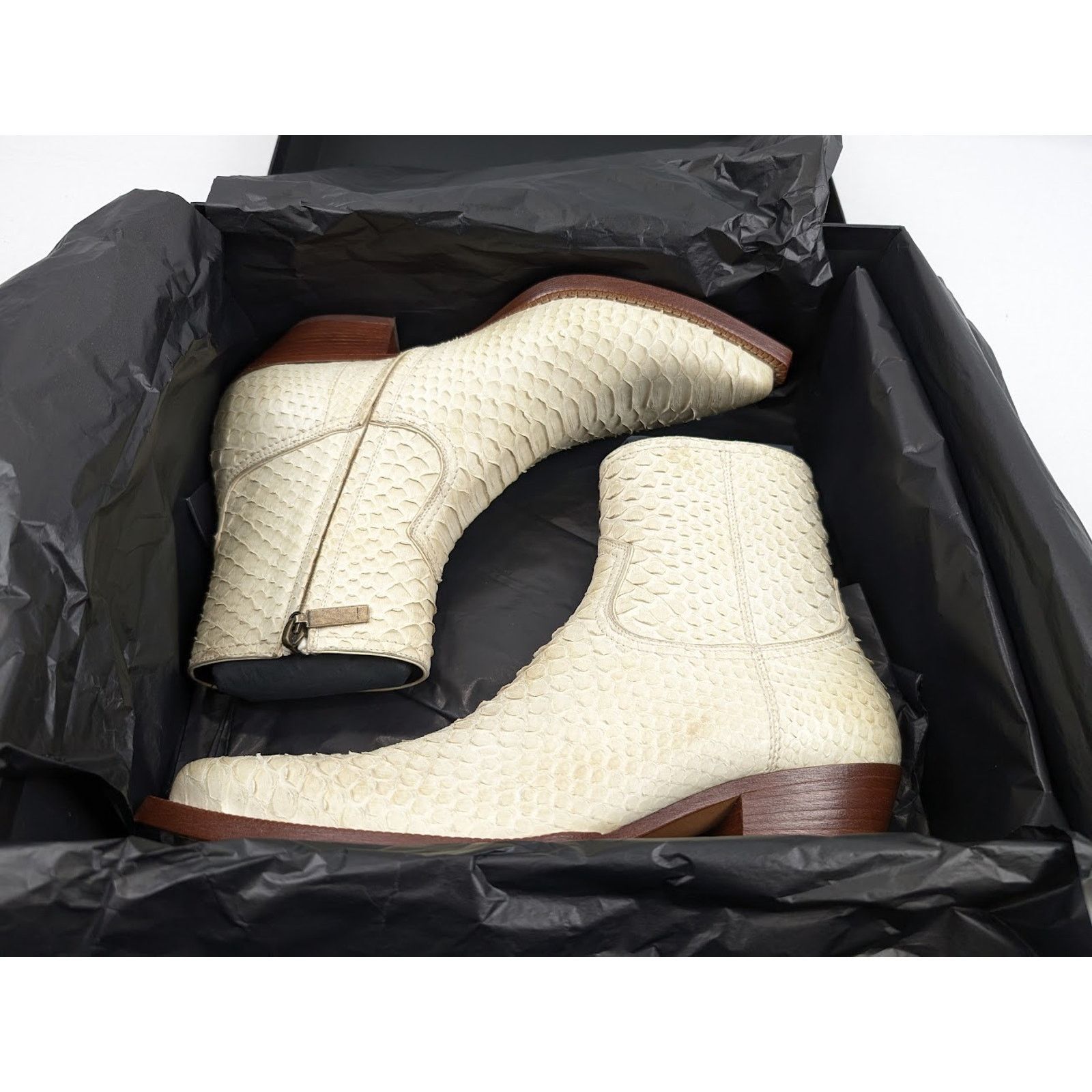 Saint Laurent Paris o1rshd1 Lukas 40 Zip Boots in Cream Size US 7 / EU 40 - 18 Thumbnail