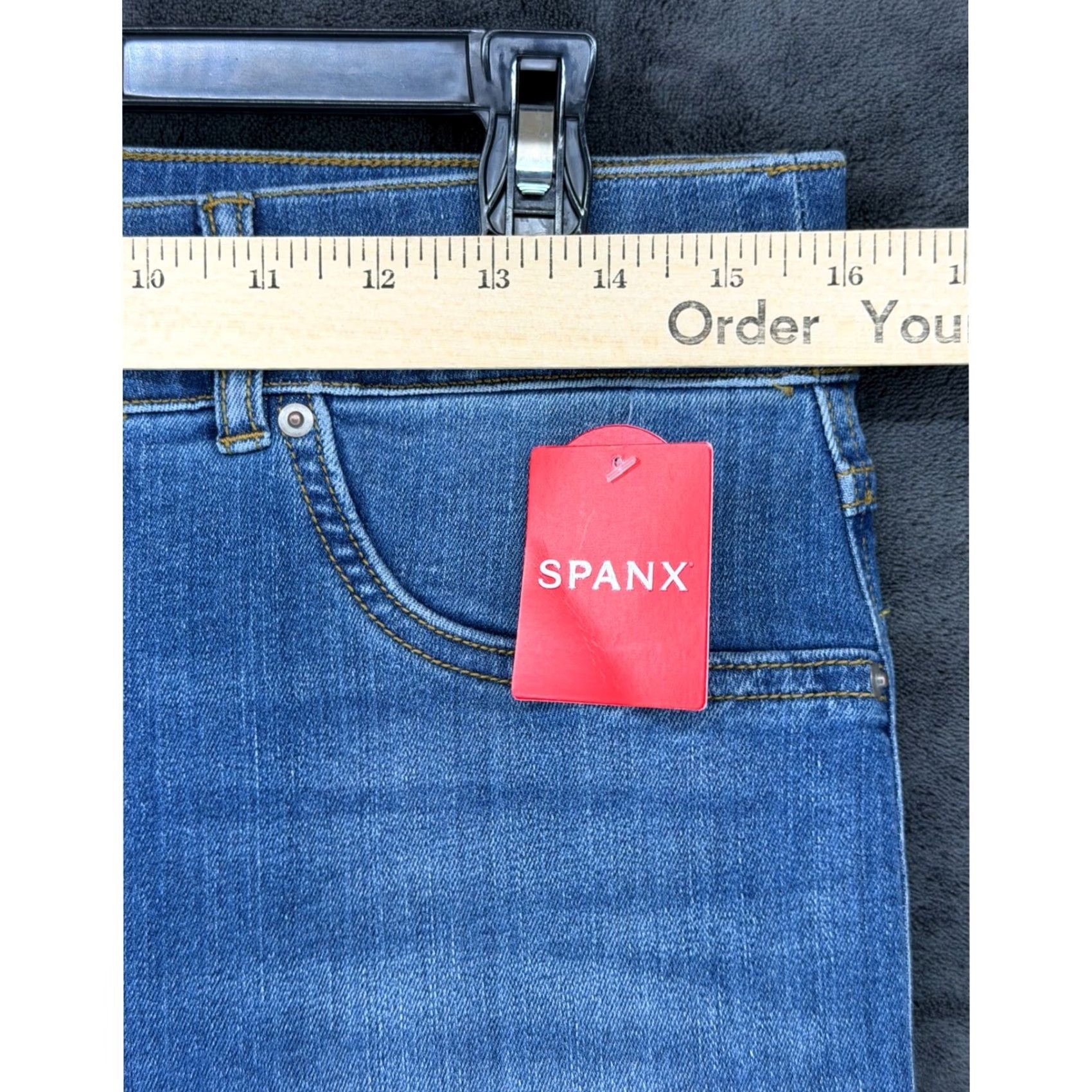 Spanx Spanx Womens Ankle Straight Leg Jeans Vintage Indigo Blue Pull On 20356R Size L Size 36" / US 14 / IT 50 - 6 Thumbnail
