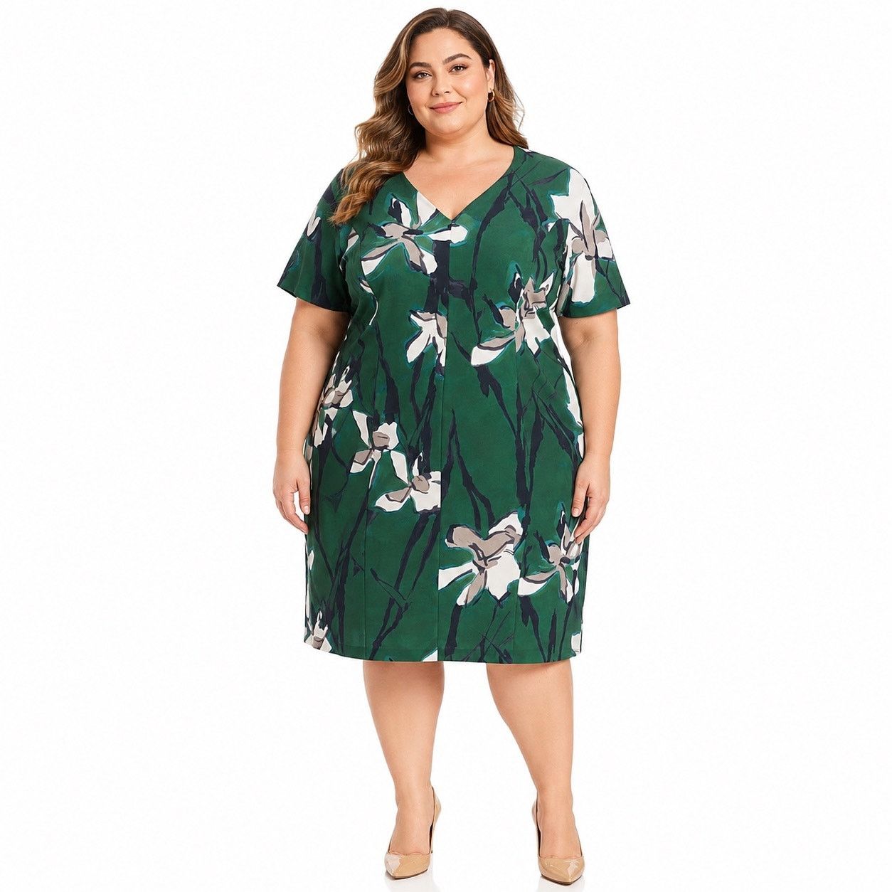 Marina Rinaldi Marina Rinaldi Destino Floral Printed Dress Green US 22 Size 3XL / US 20-22 - 1 Thumbnail