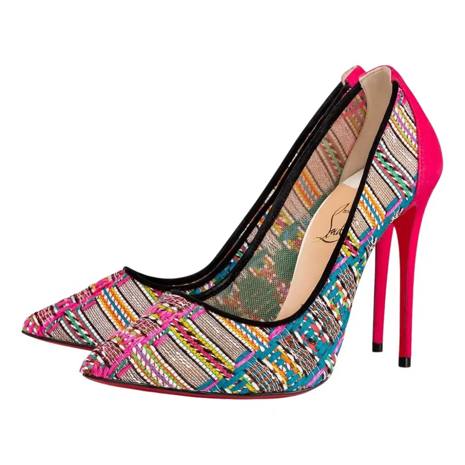 Christian Louboutin Follies Lace 100 Pink Hippie Mesh Heel