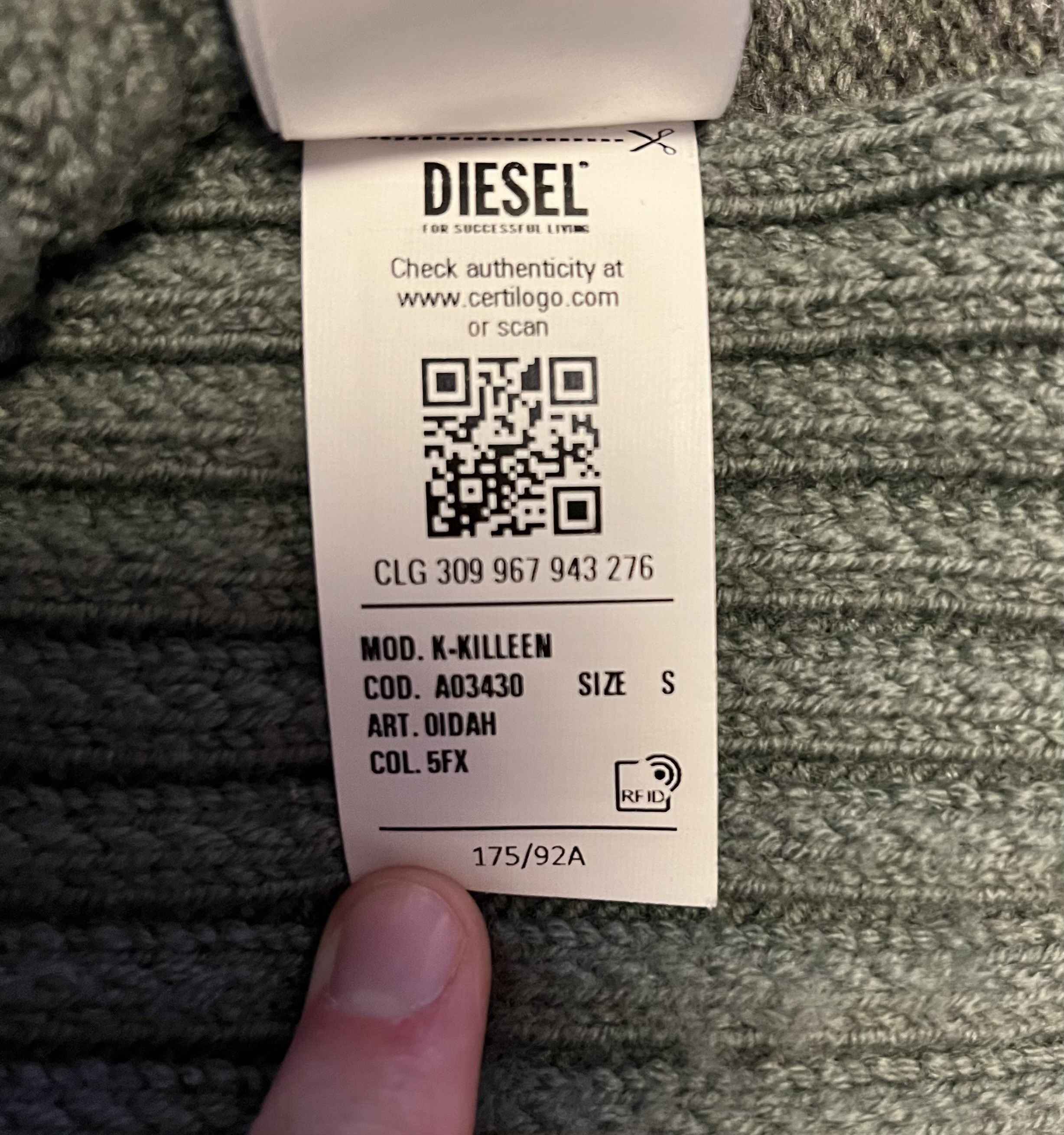 Diesel Diesel - Asymmetrical Knit - Green Size US S / EU 44-46 / 1 - 4 Thumbnail