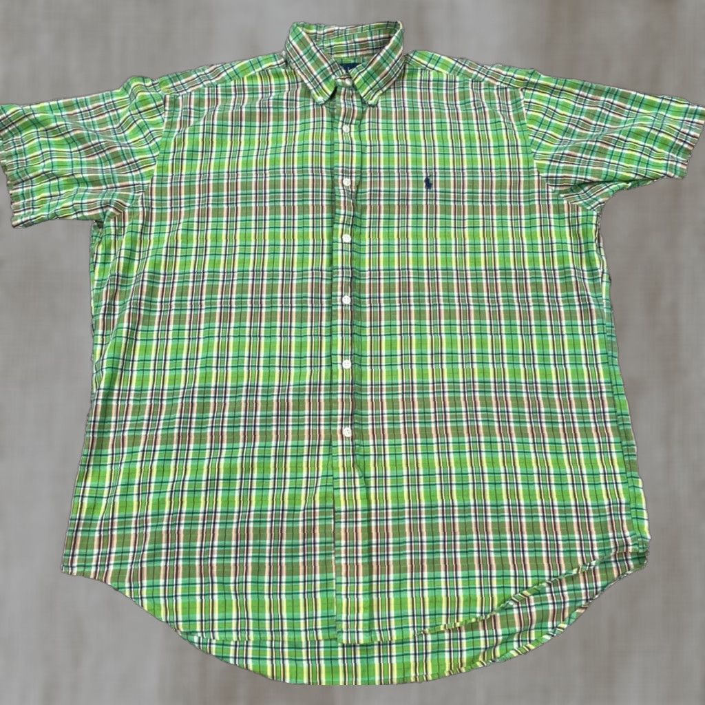 Ralph Lauren VINTAGE Ralph Lauren Shirt Men Large Green Plaid Button-Front Casual Modern Polo Tartan Size US M / EU 48-50 / 2 - 1 Thumbnail