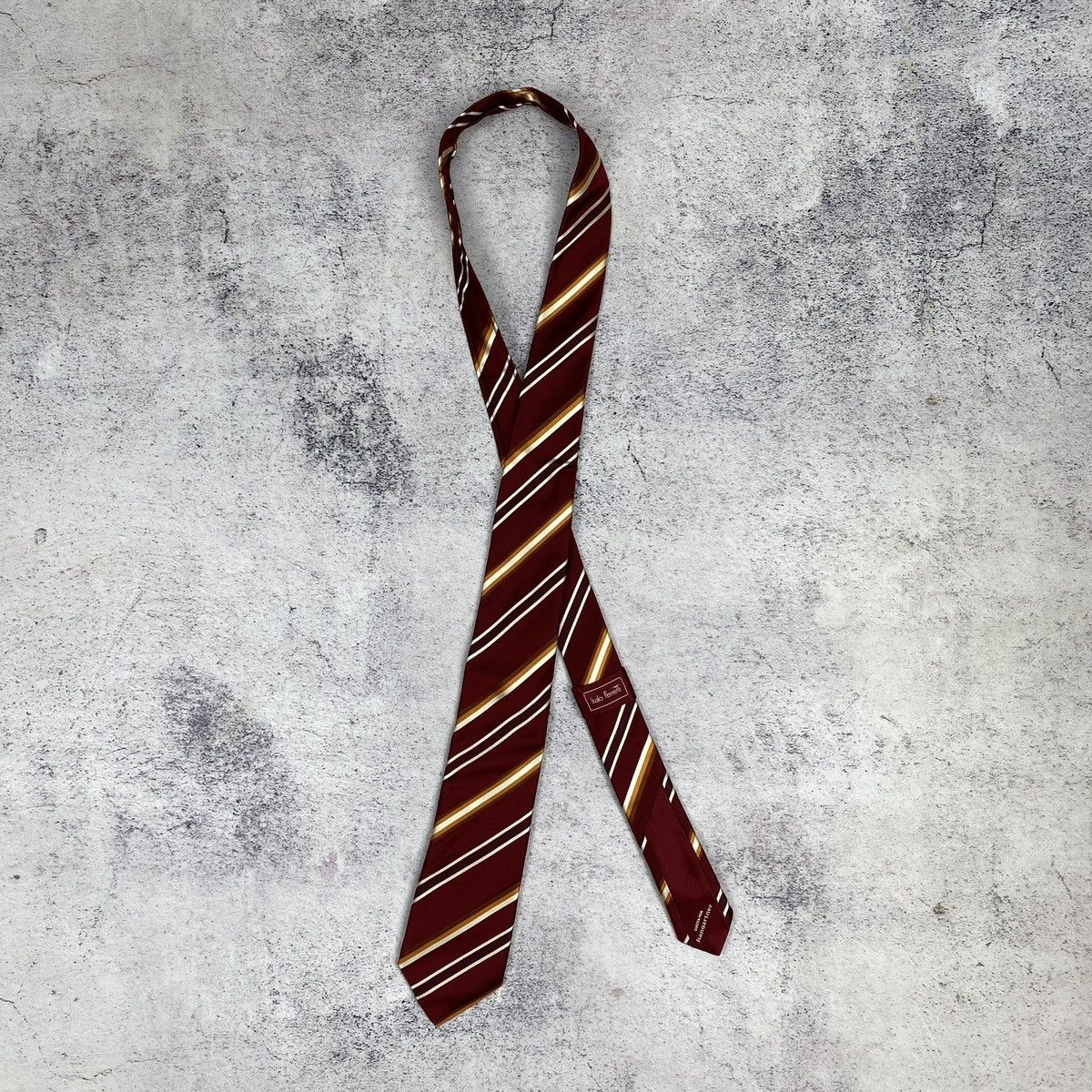 ITALO FERRETTI Men’s Tie Pure Silk Red Striped