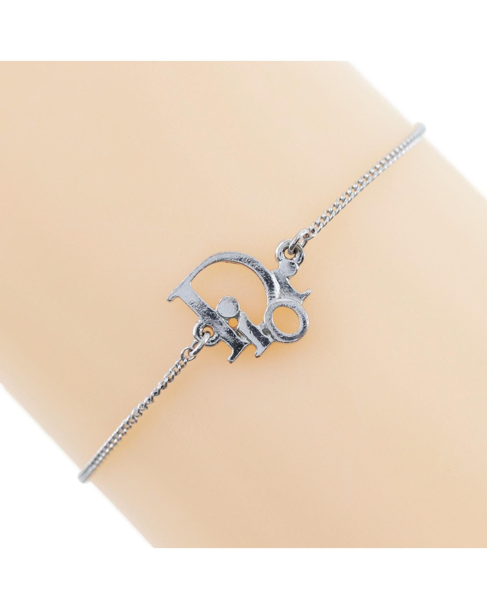 image of Dior Silver Logo Bracelet Jewelry In Ab Condition, Women's