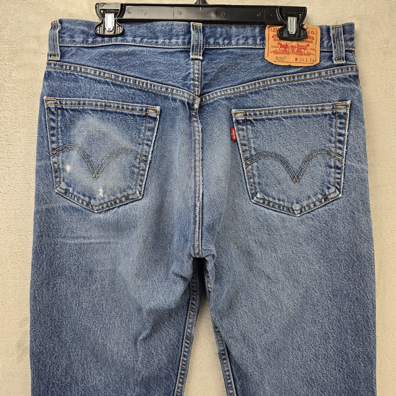 Levi's Vintage Levis 505 Jeans Mens 34x32 Blue Distressed Faded Y2K Size US 34 / EU 50 - 9 Thumbnail
