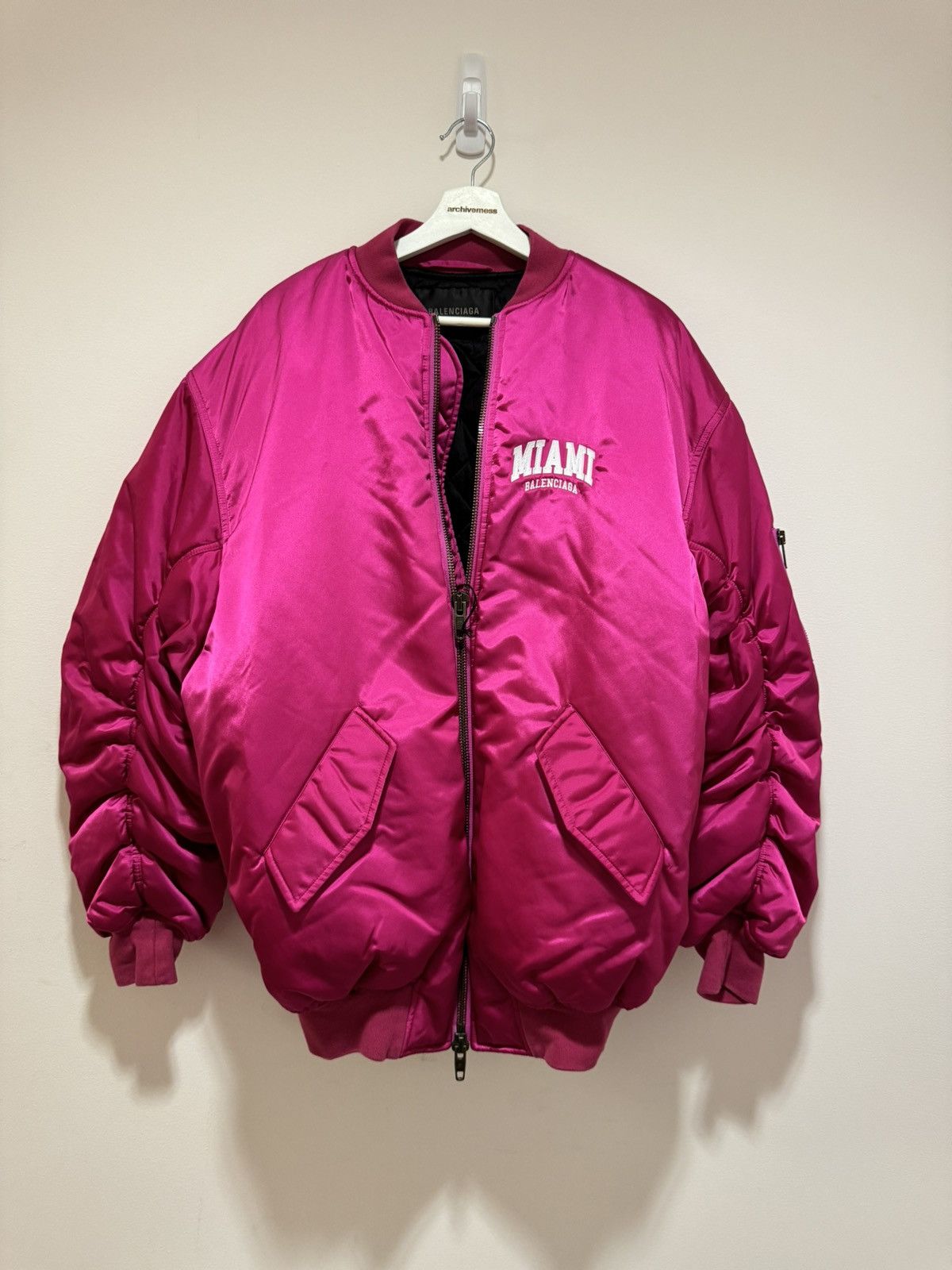 image of Balenciaga Miami Bomber In Violet/magenta, Men's (Size XL)