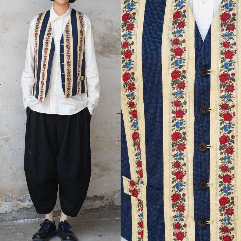 Kenzo KENZO sizeF Vintage ethnic floral striped silk vest Size M / US 6-8 / IT 42-44 - 1 Thumbnail