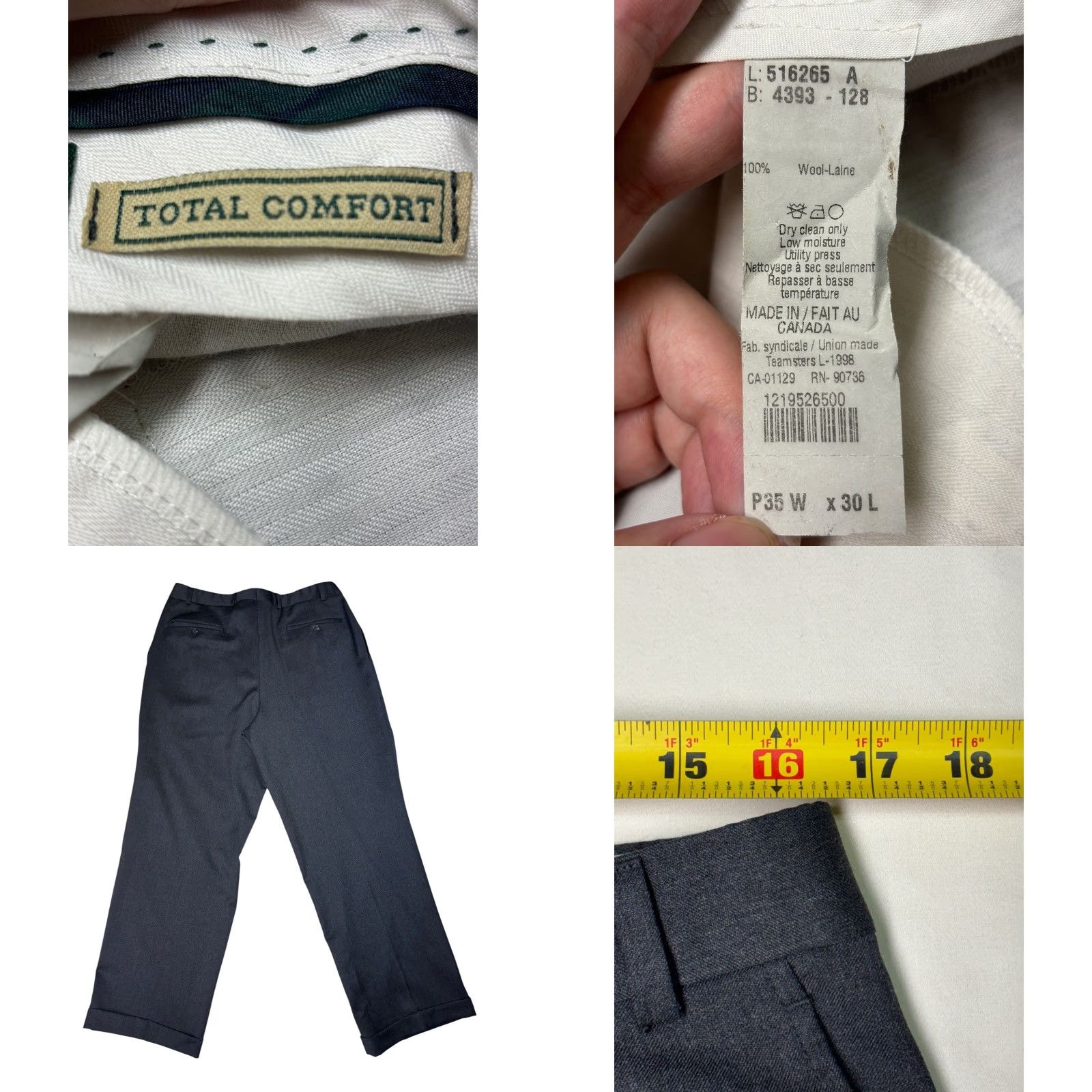 Ralph Lauren Lauren Ralph Lauren Wool Dress Pants Pleated Front Total Comfort 35x30 Gray Mens Pants Size US 35 - 8 Thumbnail