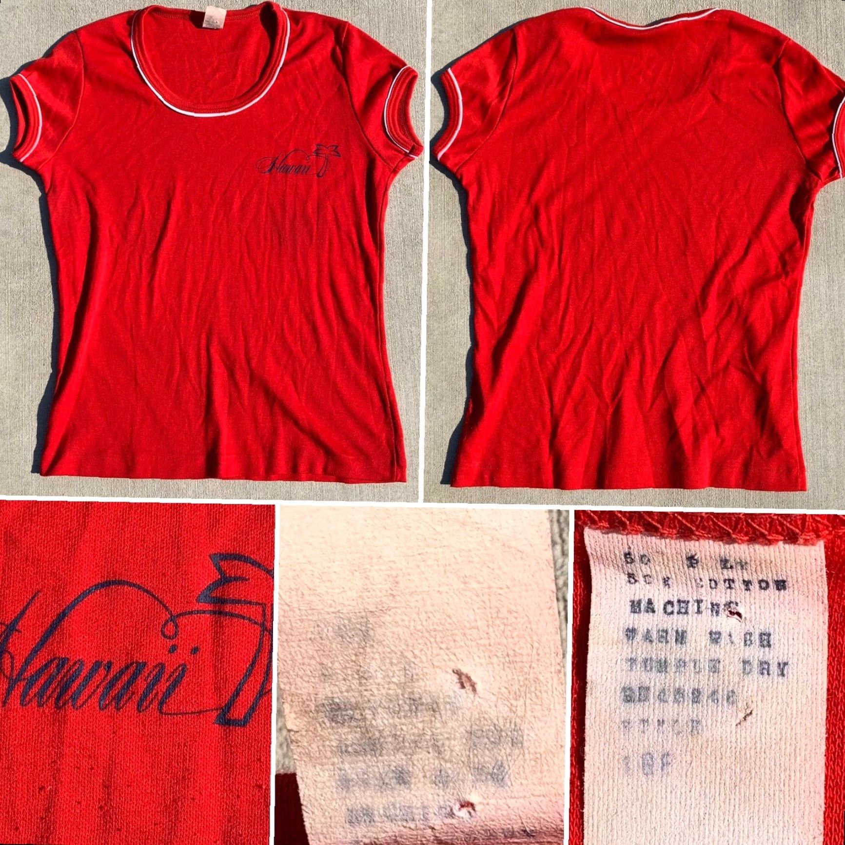 Vintage Vintage Hawaii Tee Ladies Womens T Shirt Graphic Red 1970s 1970s 1980s 50% Polyester 50% Cotton Mens? Size M / US 6-8 / IT 42-44 - 6 Thumbnail