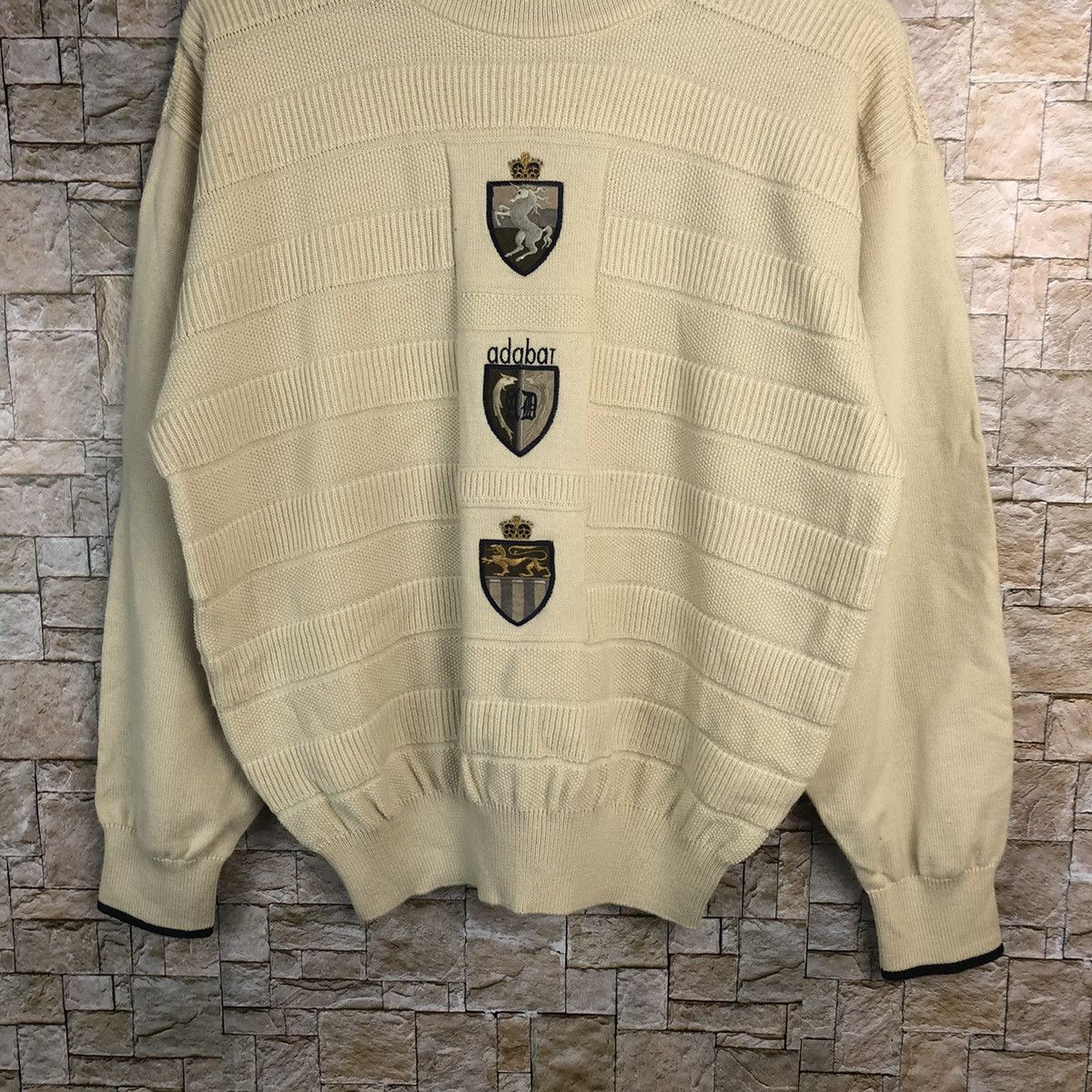 Japanese Brand Adabat Cream Sweatshirt vintage knitwear #A209 Size US L / EU 52-54 / 3 - 3 Thumbnail