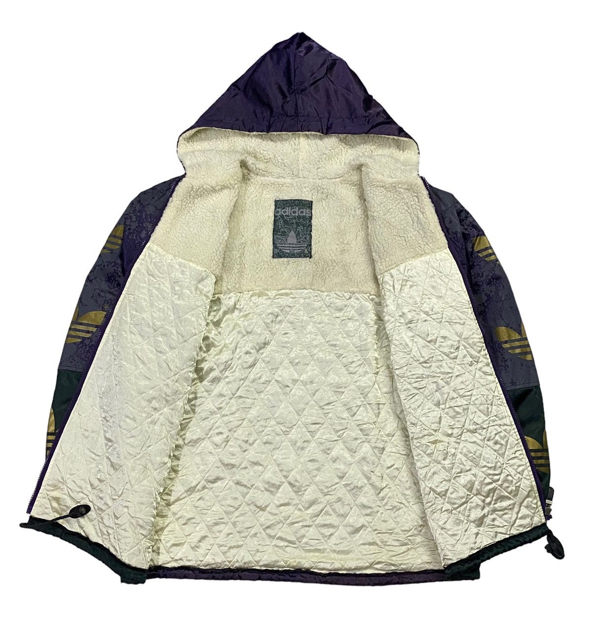Adidas × Vintage Vintage 90s Adidas Big Logo Over Print Sherpa Jacket Size US M / EU 48-50 / 2 - 20 Thumbnail