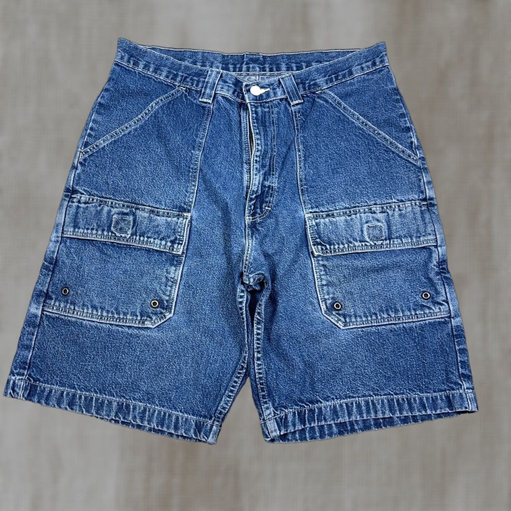 Wrangler VINTAGE Wrangler Cargo Shorts Men 32 Denim Blue 5-Pocket Relaxed Baggy Jorts Work Wear 90s Rockabilly Hip Hop Grunge Classic Mens Size US 32 / EU 48 - 1 Thumbnail