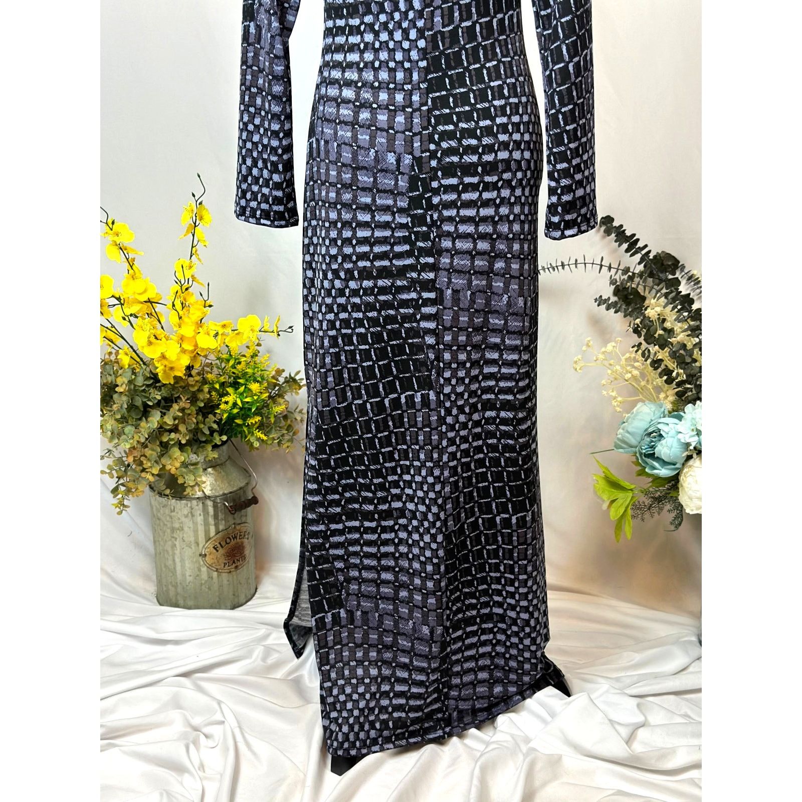 Other 24seven Comfort Side Slit Geometric Maxi Dress Blue Multi M Size M / US 6-8 / IT 42-44 - 9 Thumbnail