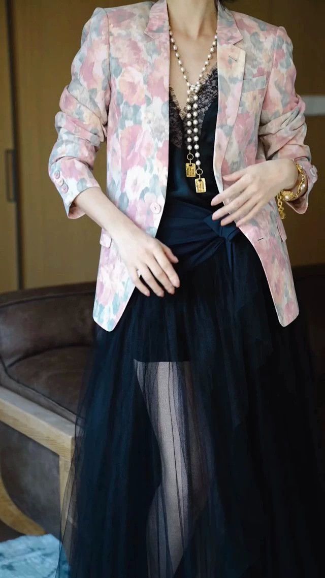 Other JPG Vintage Ink Wash Floral Suit Jacket Women's Size S / US 4 / IT 40 - 9 Thumbnail