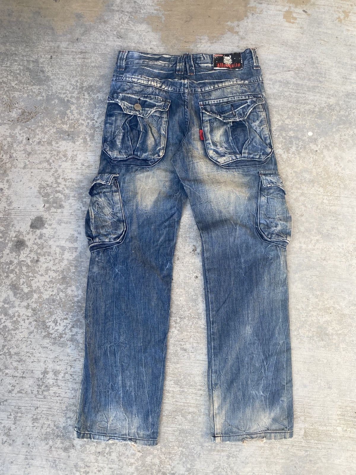 Japanese Brand Mosquito stone wash distressed cargo jeans Size US 32 / EU 48 - 2 Thumbnail