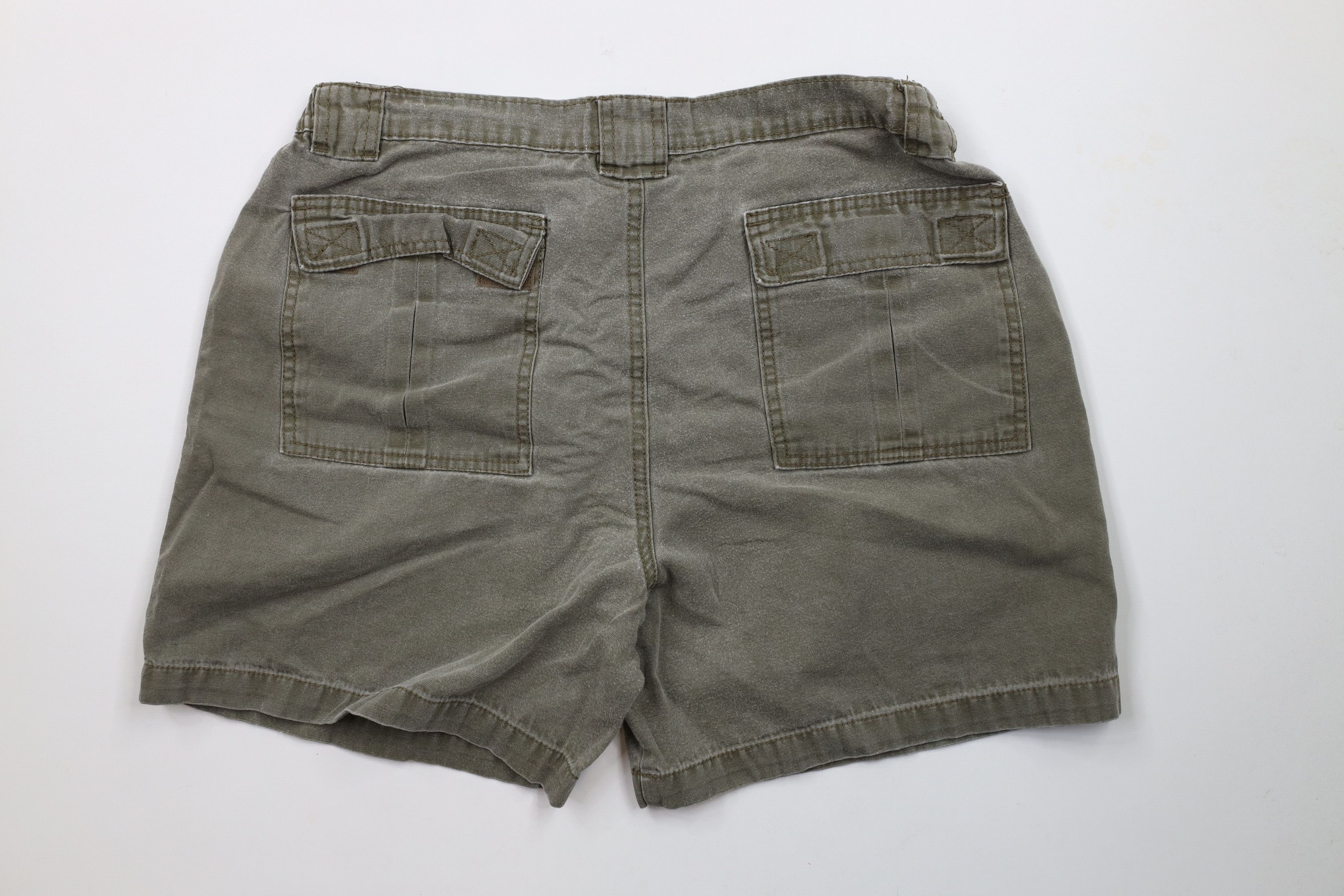 Vintage Vintage 90s Streetwear Knee Stonewash Cargo Shorts Green Size US 36 / EU 52 - 8 Thumbnail