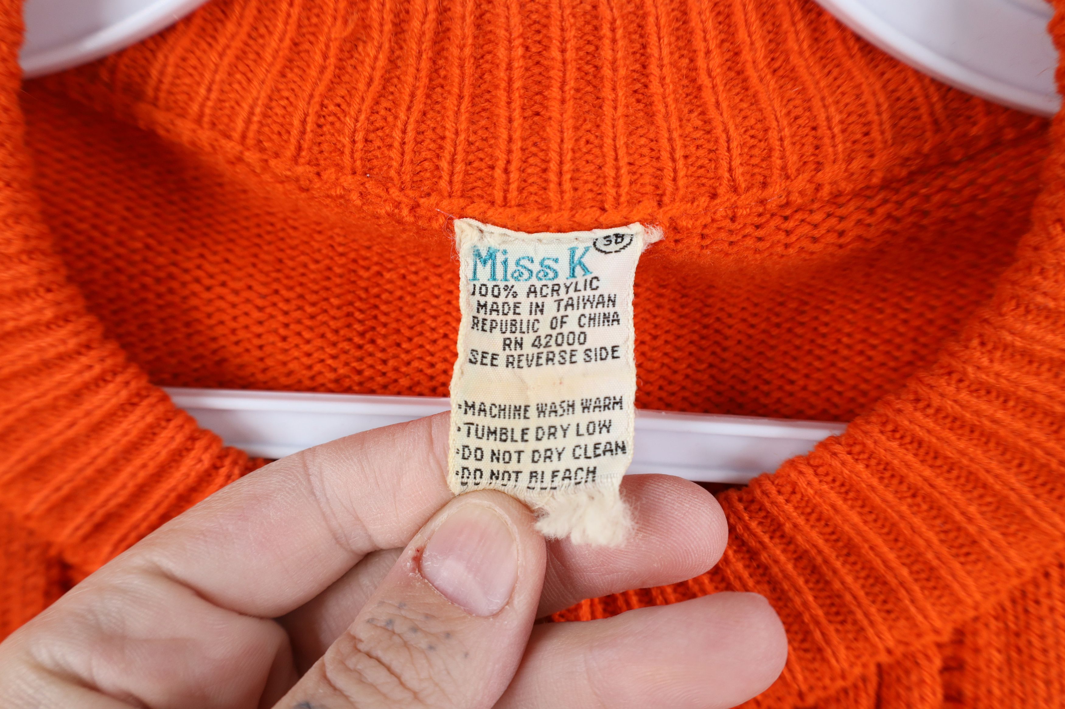 Vintage Vintage 60s Streetwear Cable Knit Cardigan Sweater Orange Size XS / US 0-2 / IT 36-38 - 7 Thumbnail