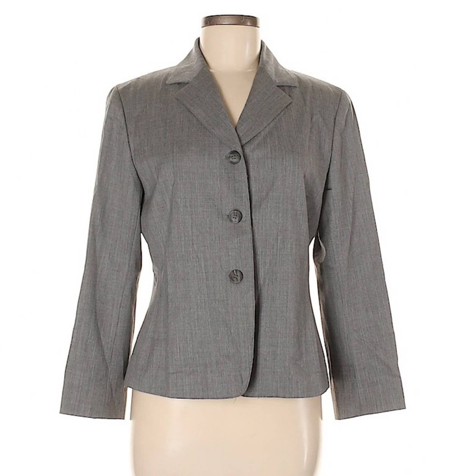 Lafayette 148 New York Classic Minimalist Gray Wool Blazer