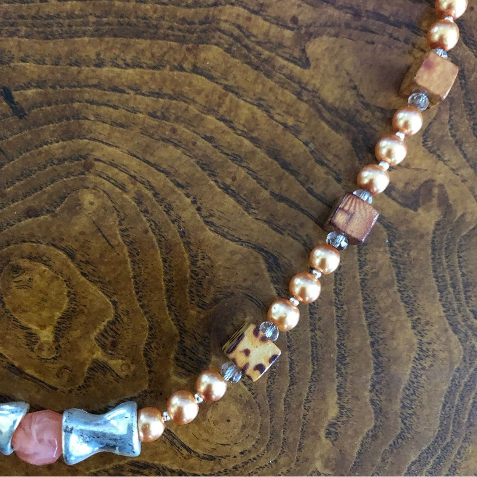 Handmade Handcrafted repurpose mixed material bead Pearl necklac Size ONE SIZE - 10 Thumbnail