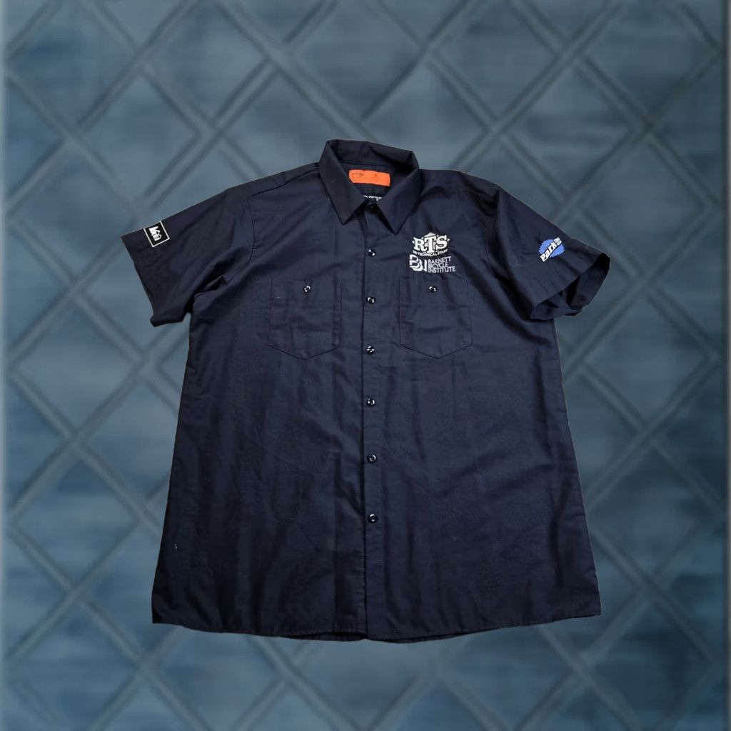 Dickies Dickies Work Shirt Mens XL Blue Short Sleeve Button-Up Twill Cotton Polyester Embroidered Pockets Vintage: No, but Retro Workwear Size US XL / EU 56 / 4 - 1 Thumbnail