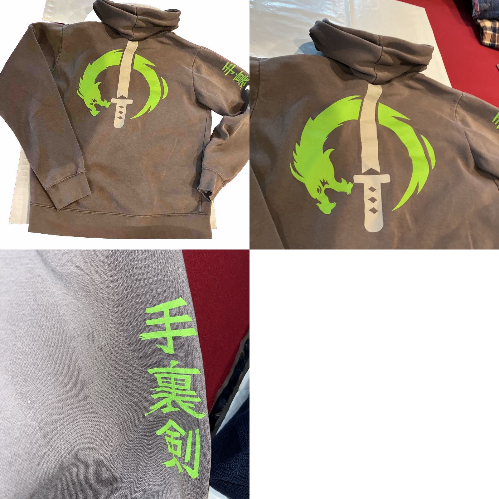 Vintage Jinx Overwatch Gray Hoodie Lime Green Zipper Sweatshirt Shark Sword Dragon Men L Full Zip Graphics Back Front Sleeve Cuffs Pocket Hooded Size US L / EU 52-54 / 3 - 10 Thumbnail