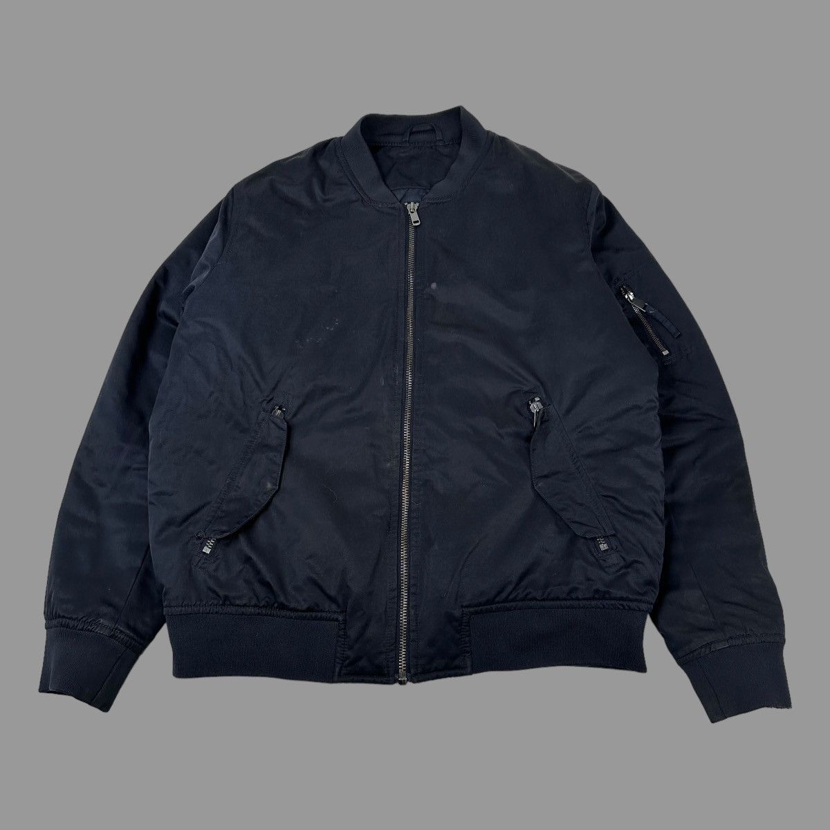 Vintage dark navy cotton bomber jacket