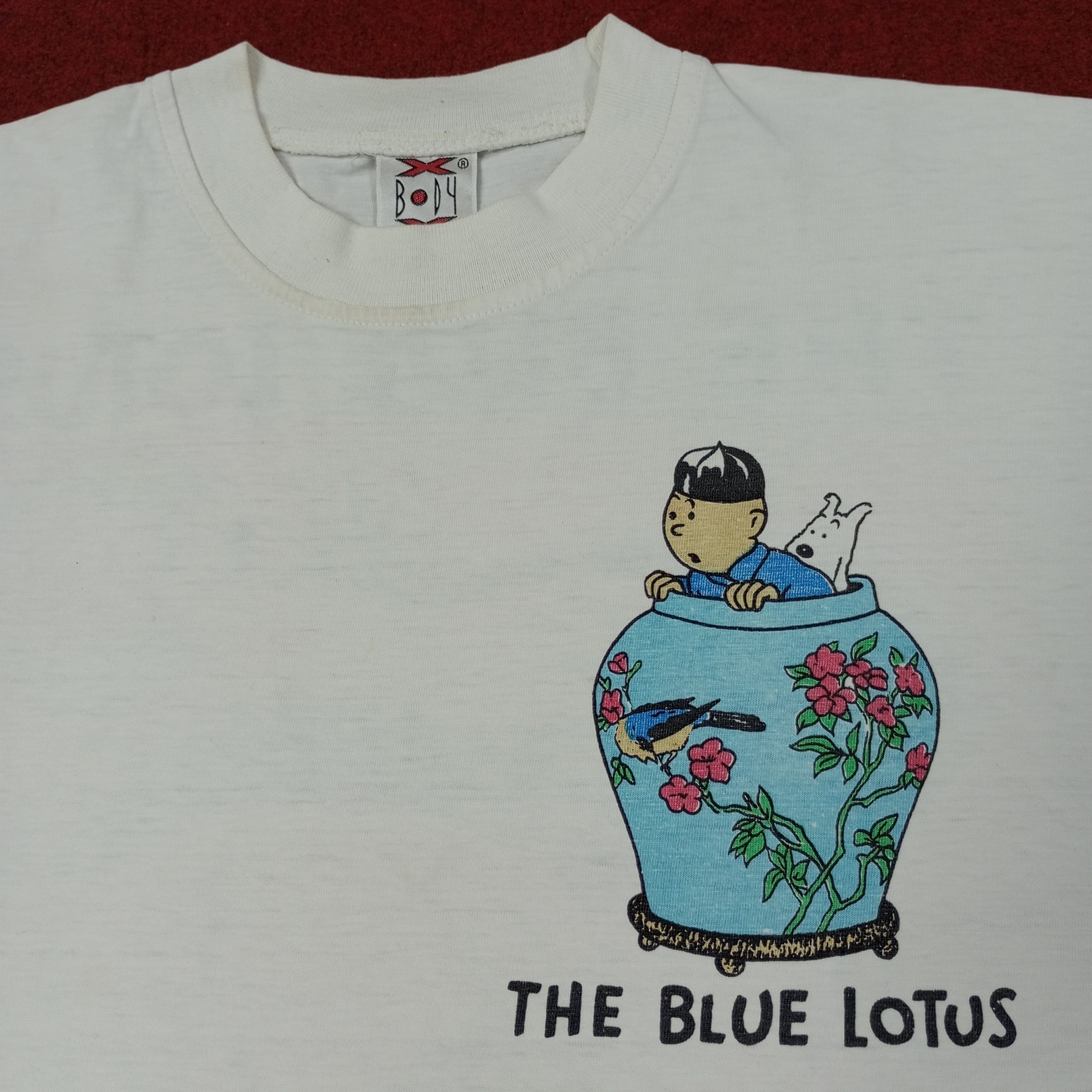 Vintage The Blue Lotus Tshirt Adventure Of Tintin c249n32 Size US L / EU 52-54 / 3 - 4 Thumbnail