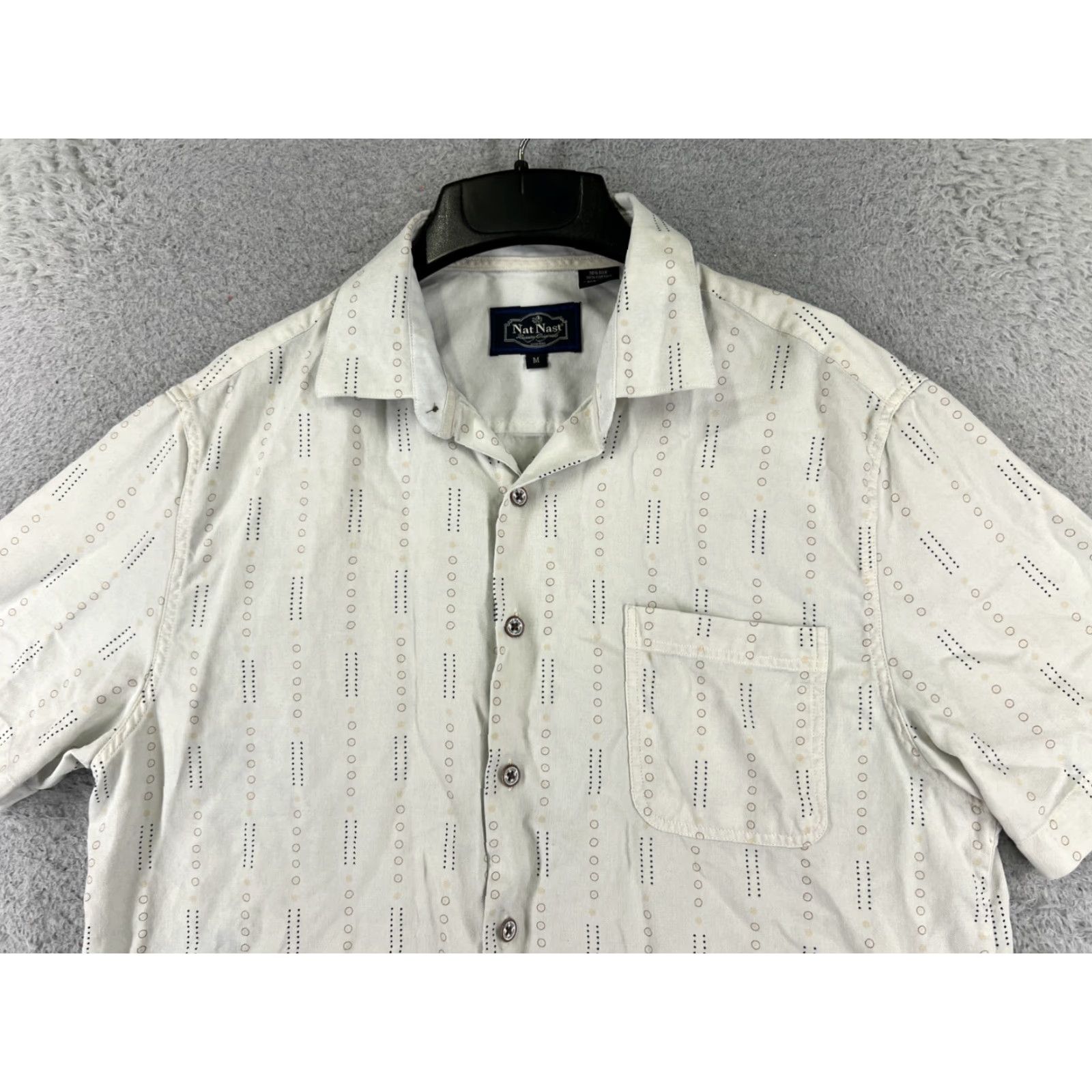 Nat Nast Nat Nast Shirt Adult Medium White Silk Blend 60s Style Button Up Pocket Size US M / EU 48-50 / 2 - 4 Thumbnail