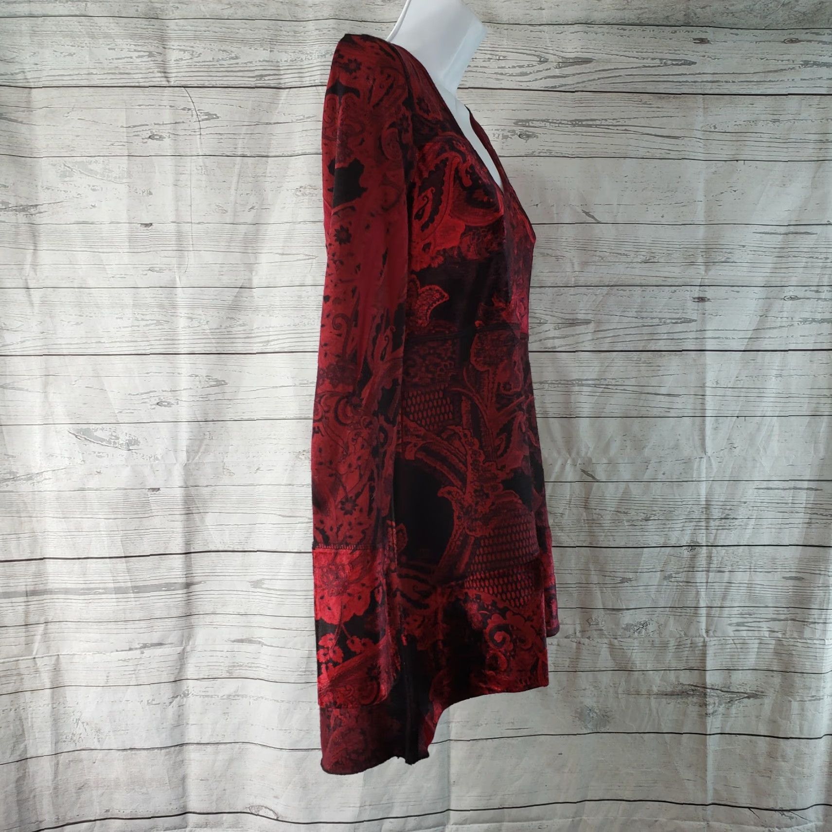 Vintage Unity World Wear Womens Top Shirt XS Red Long Sleeve Scoop Neck Size S / US 4 / IT 40 - 3 Thumbnail