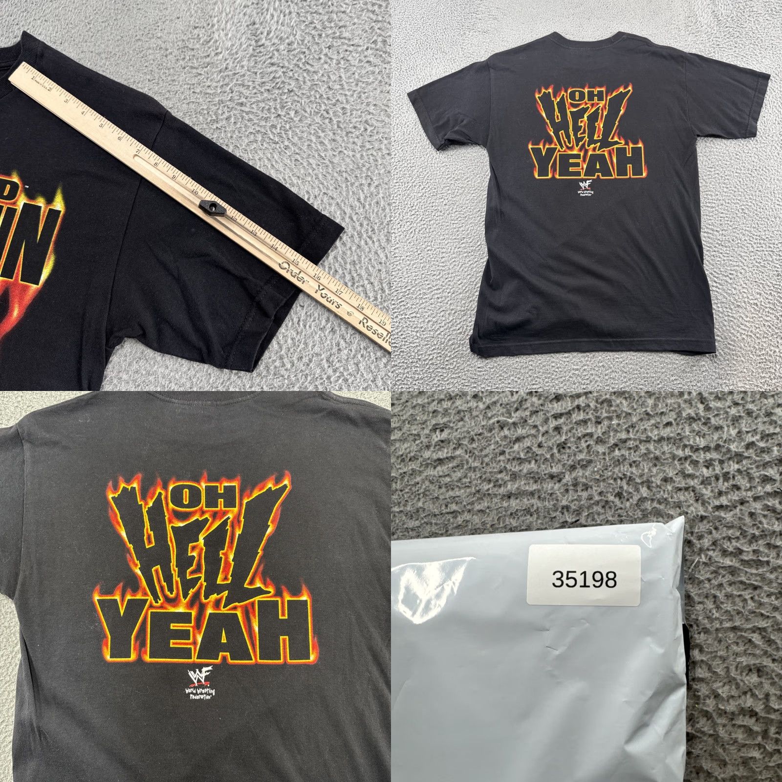 AAA VINTAGE WWF 2000 Stone Cold Steve Austin Double Sided Y2K 00s T-Shirt L Black Skull Flames Size US L / EU 52-54 / 3 - 8 Thumbnail