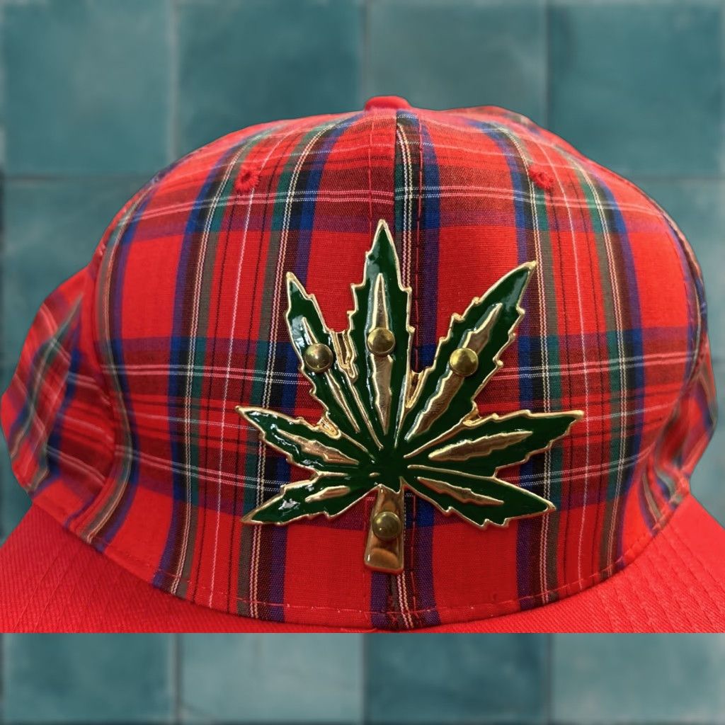 Vintage VINTAGE KC Tartan Plaid Weed Snap Back Hat Cap Men One Size Red 90s NWOT Adults Mens Size ONE SIZE - 1 Thumbnail