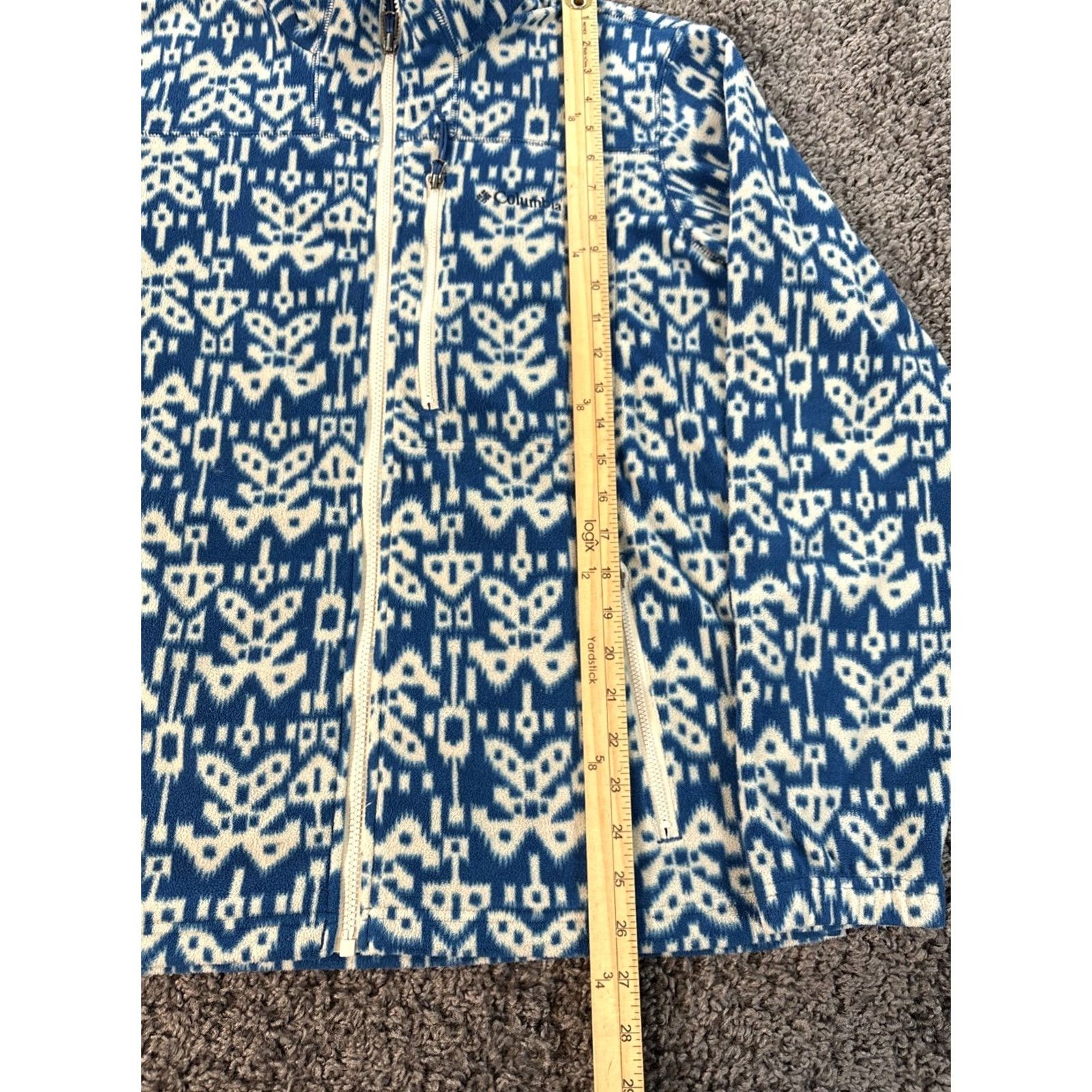 Vintage Columbia Fleece Jacket Womens Medium Blue Aztec Fair Isle Full Zip Size M / US 6-8 / IT 42-44 - 2 Thumbnail