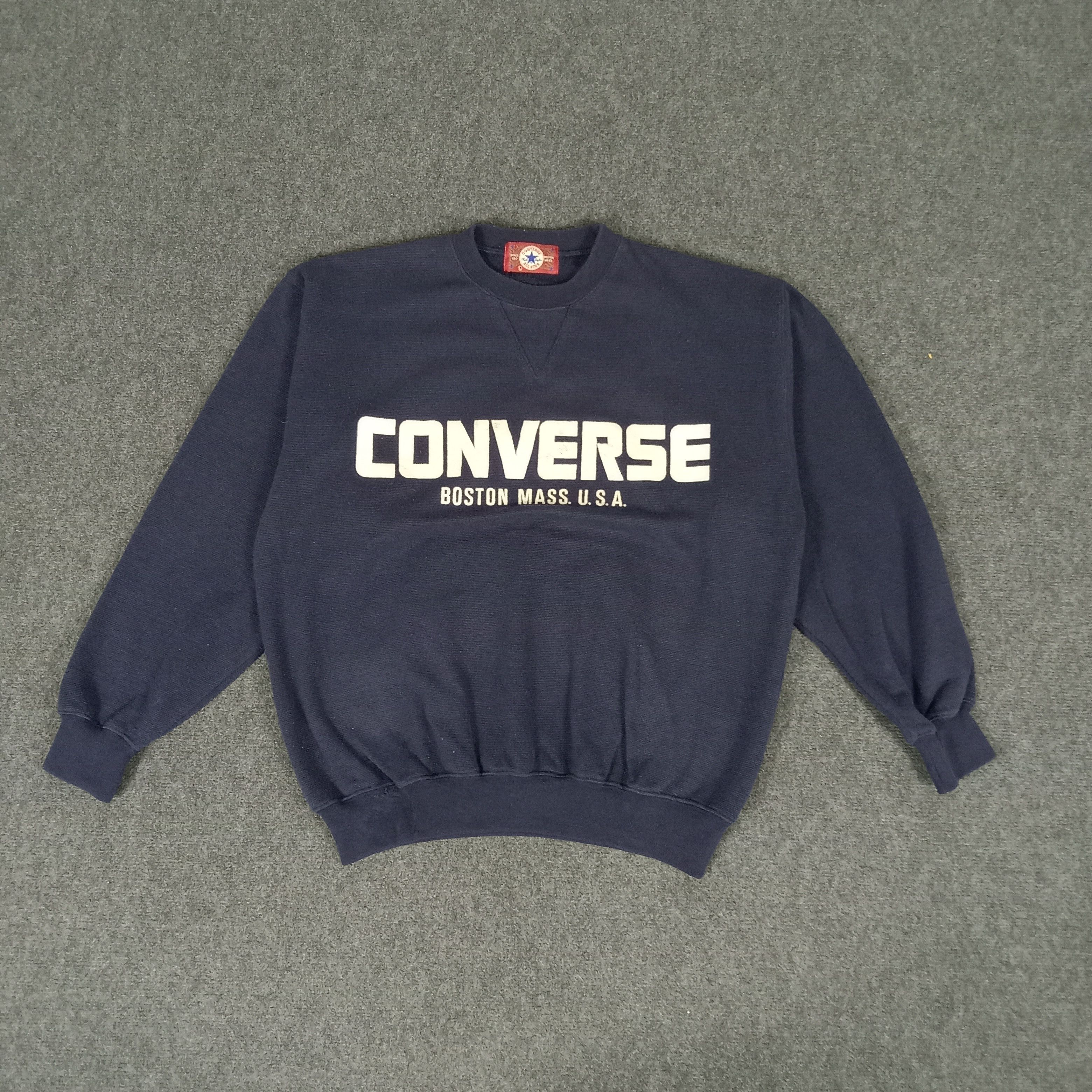 Converse × Vintage Converse Boston Mass U.S.A. Spellout Sweatshirt Size US L / EU 52-54 / 3 - 1 Thumbnail