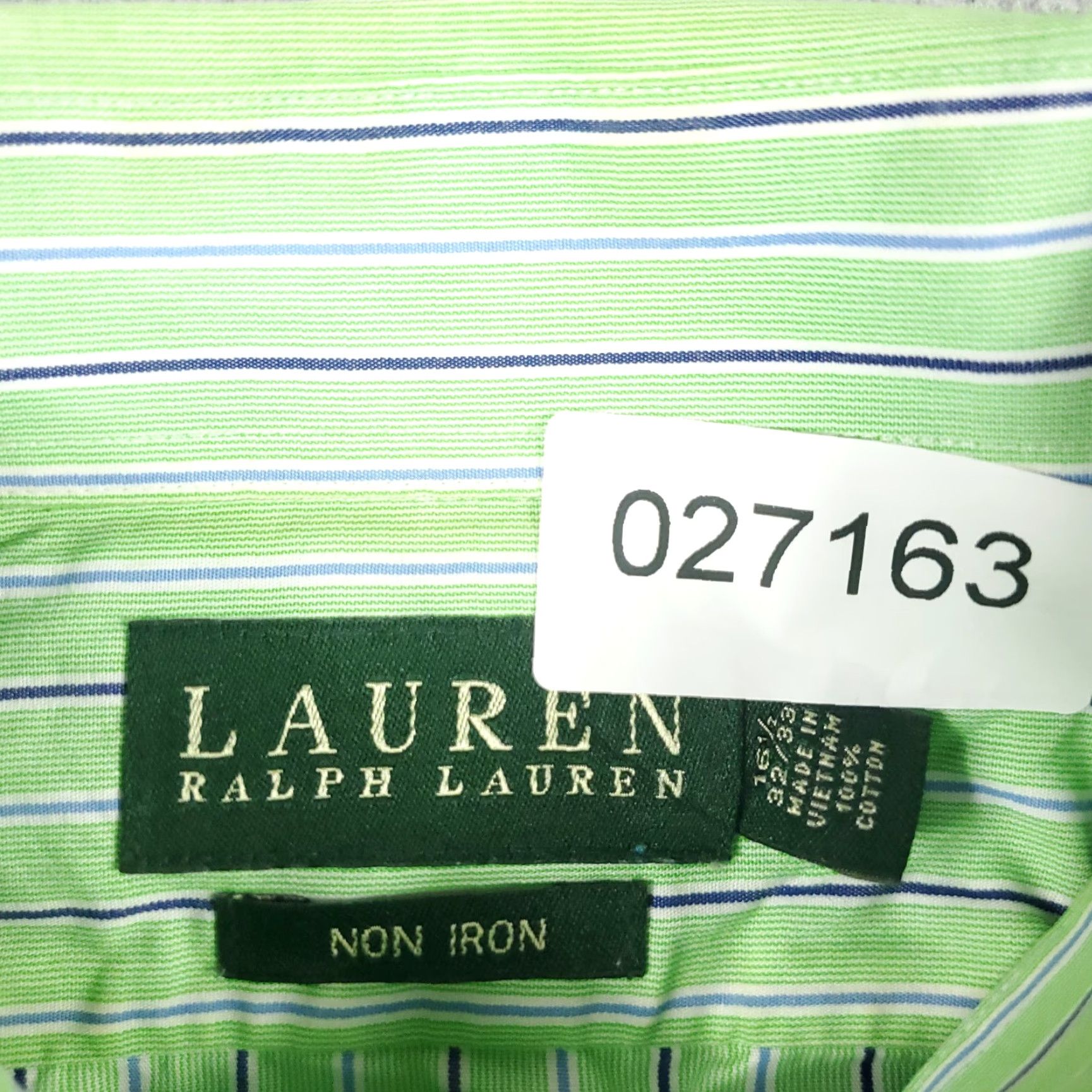 Ralph Lauren Ralph Lauren Dress Shirt Mens 16.5 Green Striped Long Sleeve Button Down Regular Fit Size 42R - 7 Thumbnail