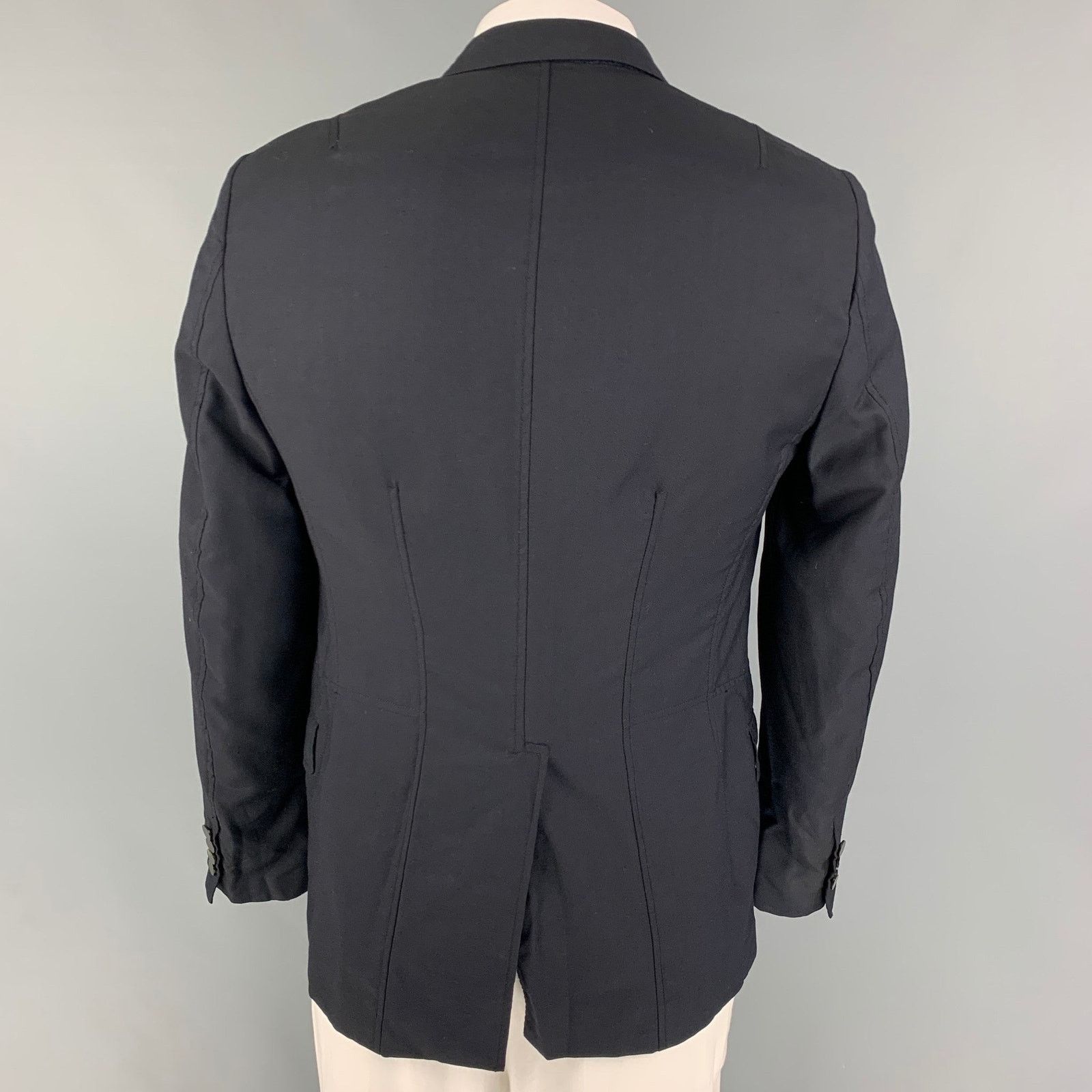 Lanvin LANVIN Size 42 Navy Cupro Notch Lapel Sport Coat Size 42R - 3 Thumbnail