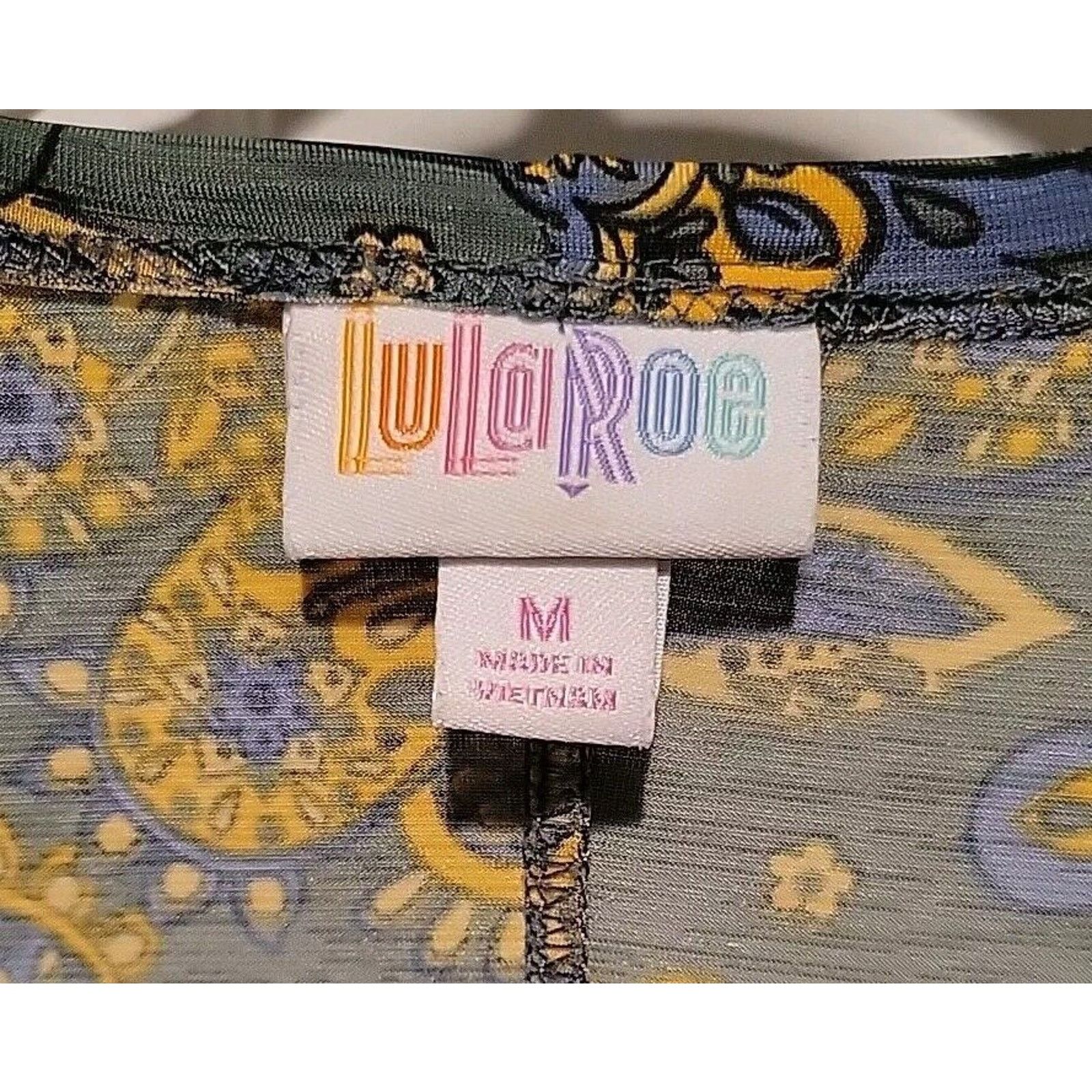 Other LuLaRoe LINDSAY KIMONO Sz M Blue Gold Paisley Drape Jacket Size M / US 6-8 / IT 42-44 - 2 Thumbnail