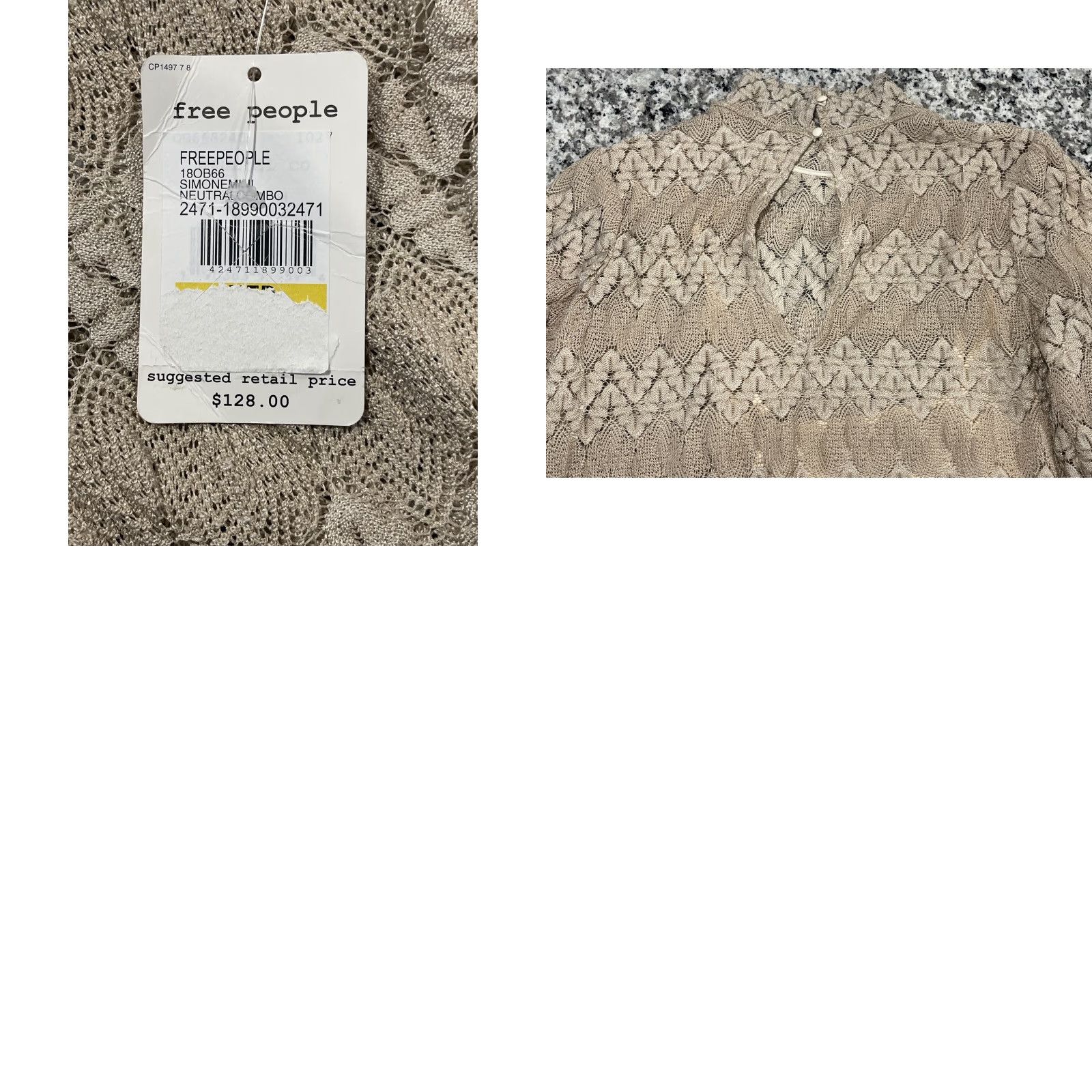 Free People FREE PEOPLE Simone Neutral Combo Lace Dress Size M NWT 28 Size M / US 6-8 / IT 42-44 - 8 Thumbnail