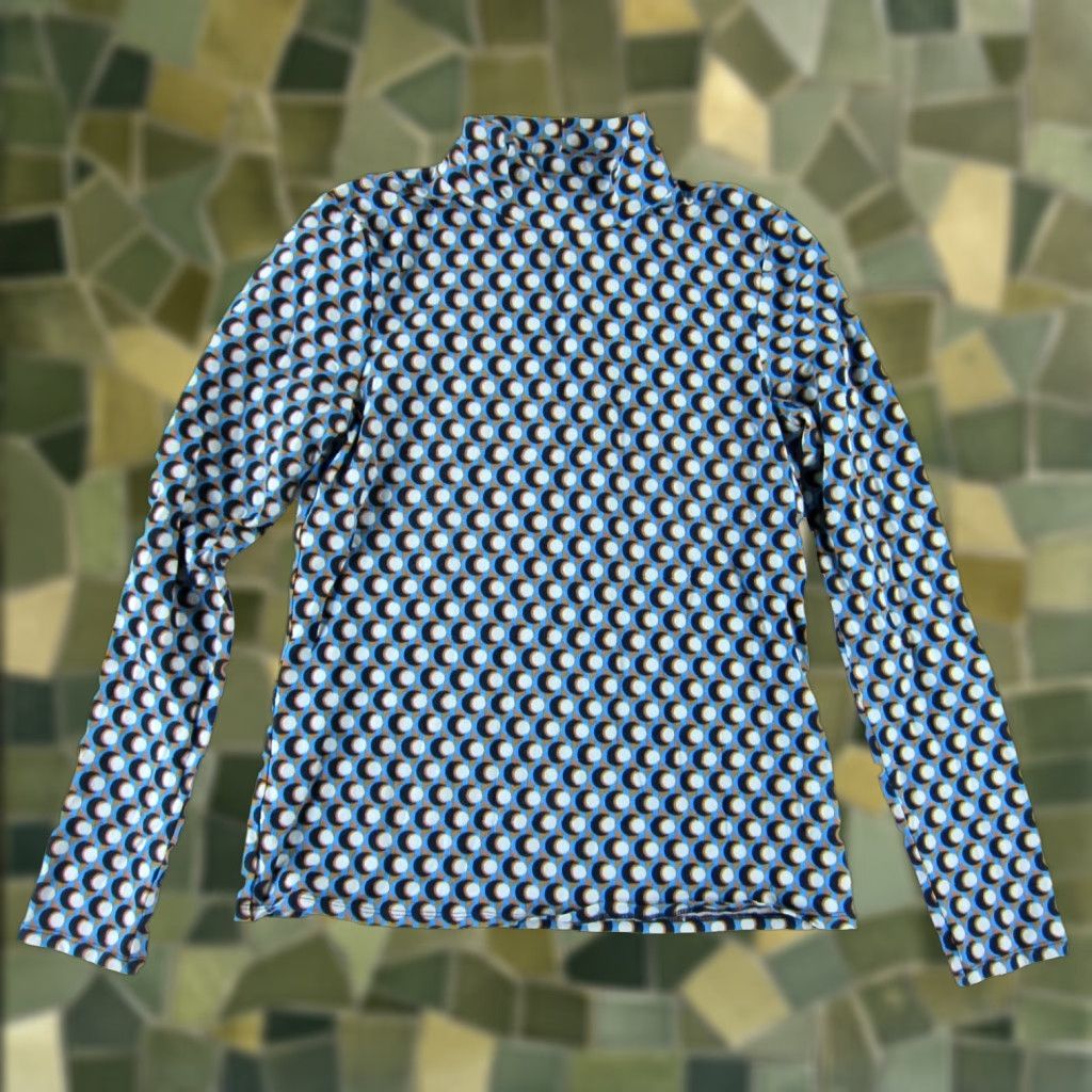 Vintage Maeve Anthropologie Blue Cotton Turtleneck Long Sleeve Polka Dot Medium Women Size M / US 6-8 / IT 42-44 - 1 Thumbnail