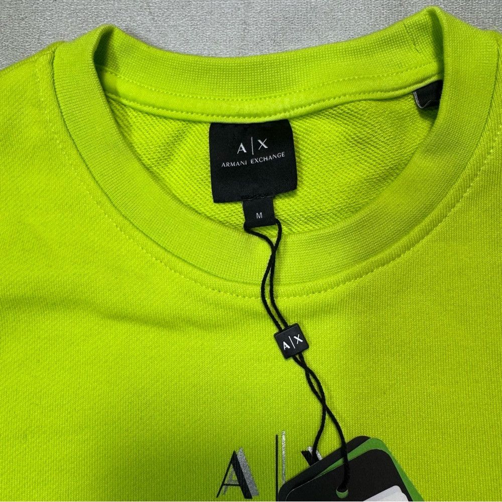 Armani Exchange NWT New ARMANI EXCHANGE Logo Stripes Neon Yellow Sweatshirt Size US M / EU 48-50 / 2 - 8 Thumbnail