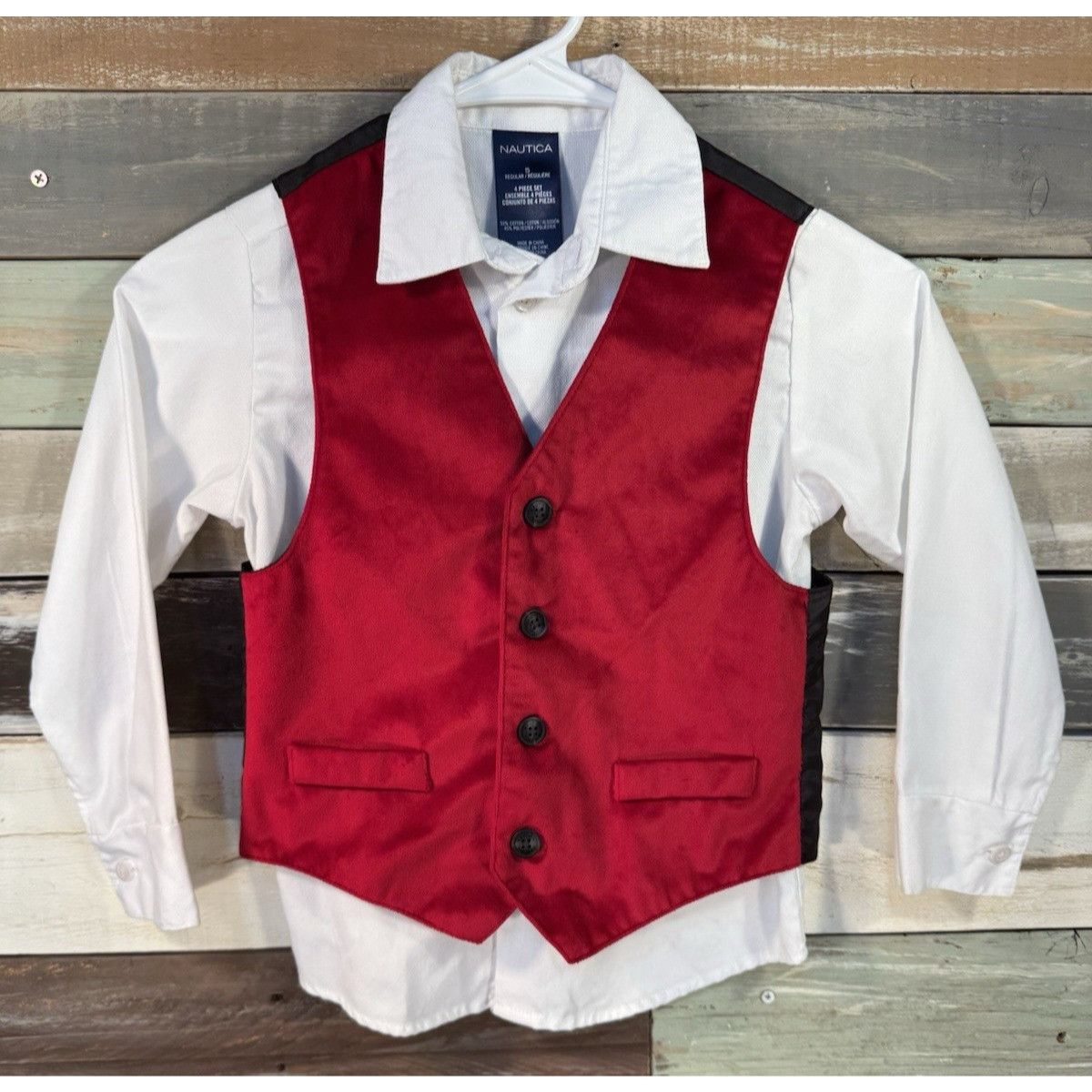 Nautica NAUTICA Boys Long Sleeve 4 Pc White, Red & Gray Dress Pant S Size US XS / EU 42 / 0 - 2 Thumbnail