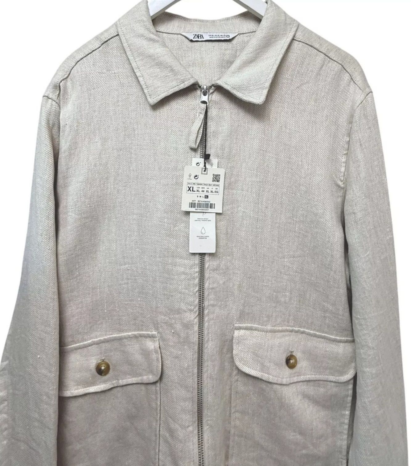 Zara Zara 100% Linen Zip Bomber Jacket Size US XL / EU 56 / 4 - 2 Thumbnail