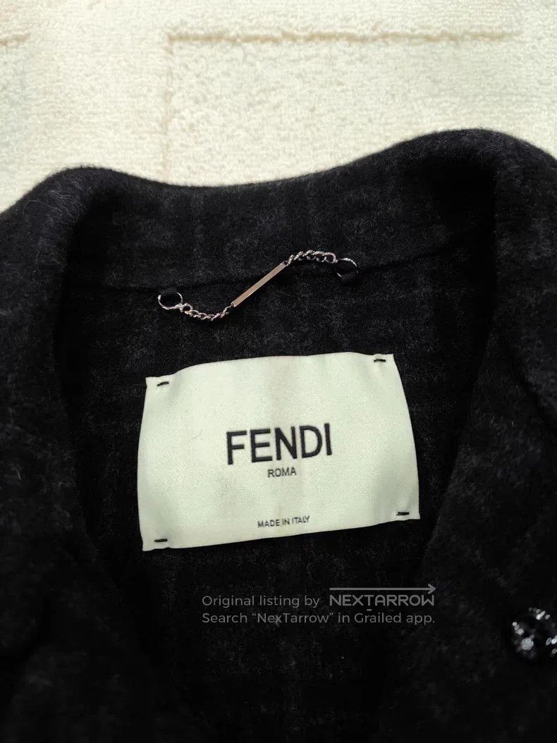 Fendi Fendi Long-sleeved shirt with wool print inside, navy blue Size XS / US 0-2 / IT 36-38 - 7 Thumbnail