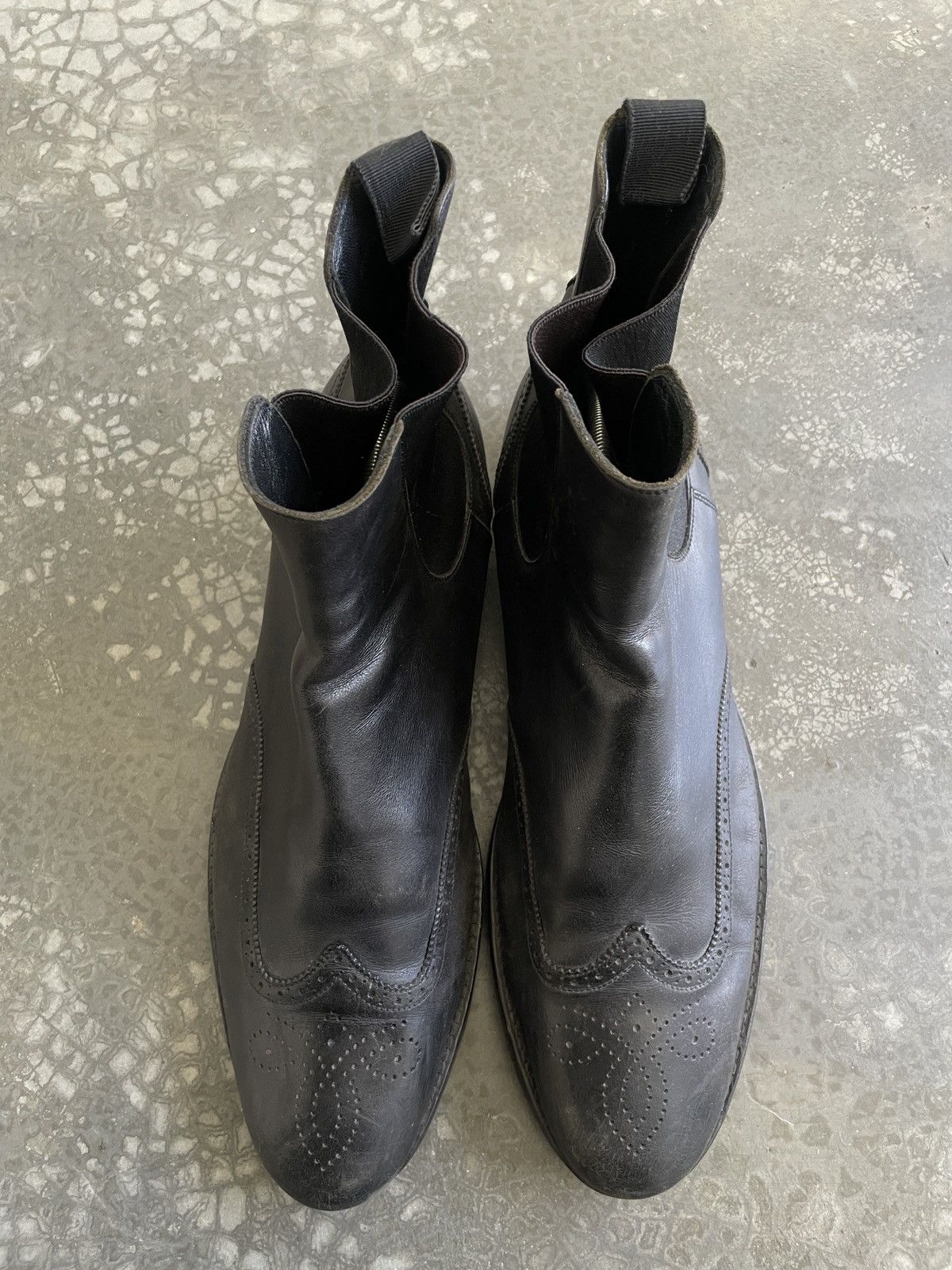 Designer Vintage Louis Vuitton Wing Tip Black Leather Chelsea Boots Size US 11 / EU 44 - 2 Thumbnail
