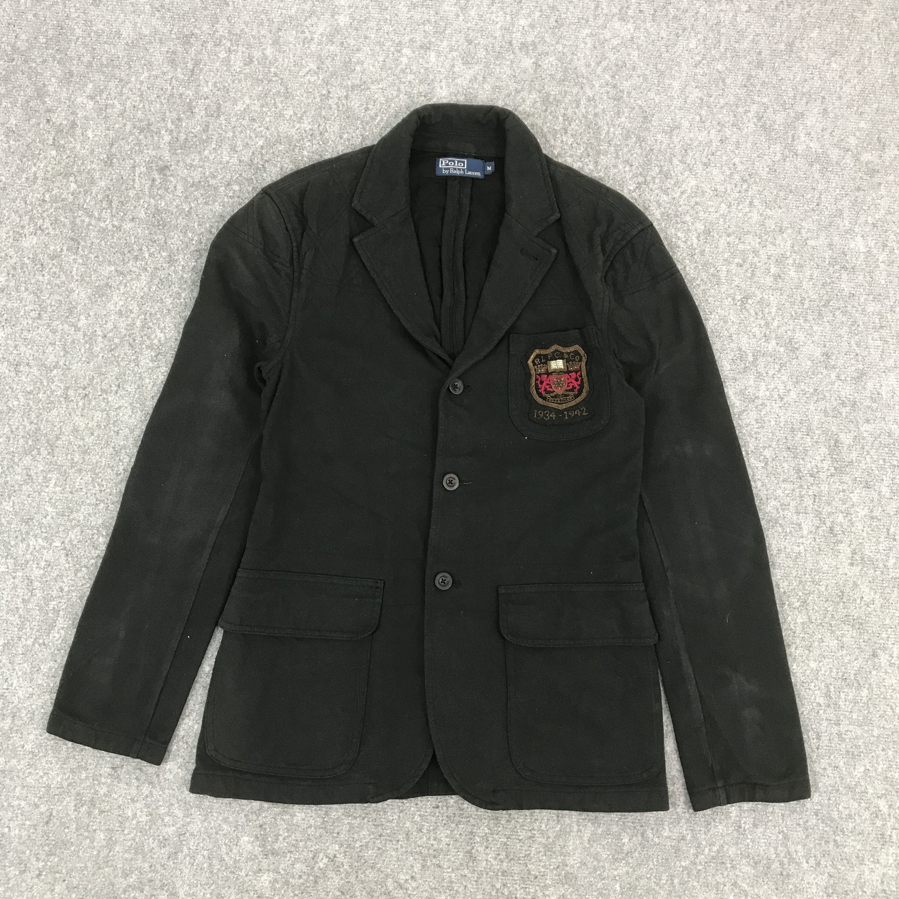 Polo Ralph Lauren × Vintage POLO BY RALPH LAUREN COTTON BLAZER BLACK FADED COAT Size US M / EU 48-50 / 2 - 1 Thumbnail