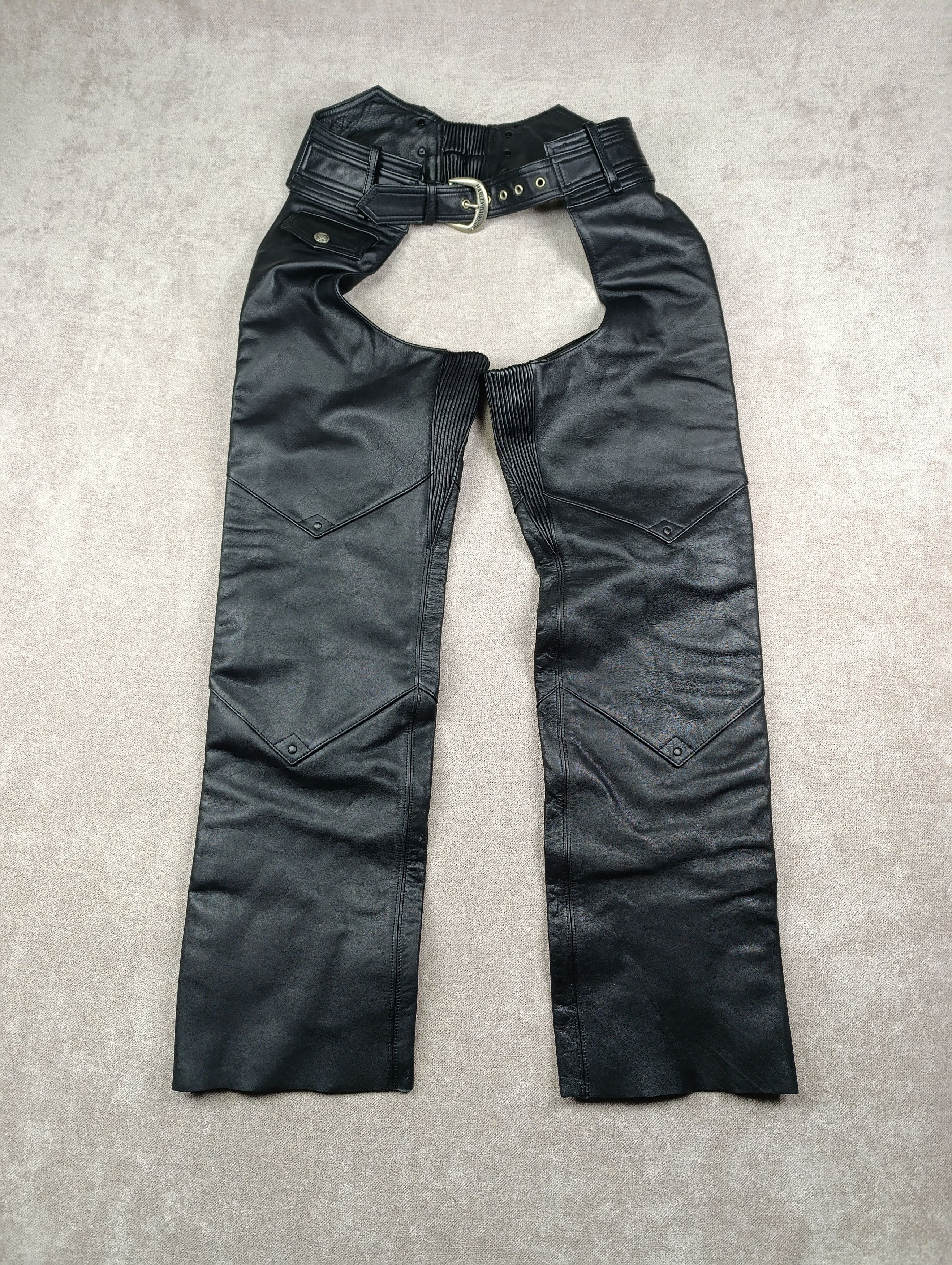 Harley Davidson HARLEY DAVIDSON BLACK LEATHER WOMENS MOTORCYCLE CHAPS PANTS Size 30" / US 8 / IT 44 - 1 Thumbnail